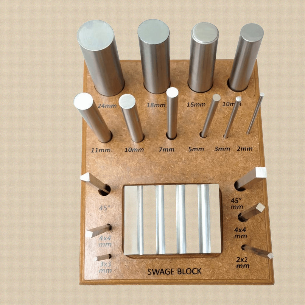 Professional Swage Block with 16 Punch Set, Jewellery Making, Stainless Steel Dapping Forming Shaping Craft Tools | Jewellery Making Tools | Toolsmith Ltd UK