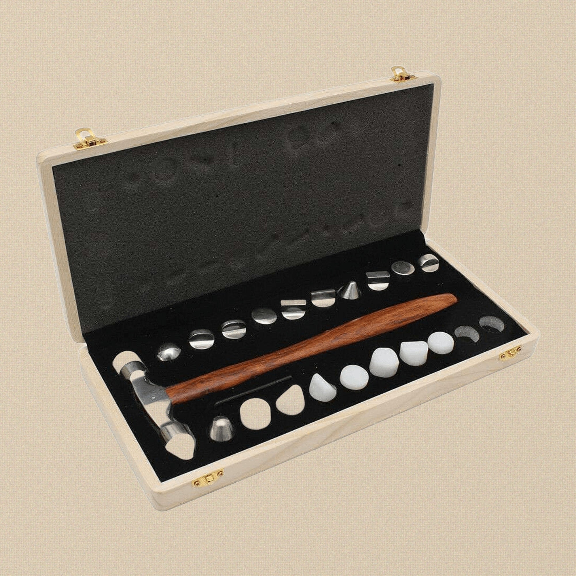20 Pieces Interchangeable Nylon & Steel Heads Hammer Set, Forming Shaping Precision Jewellery Craft Tool with Wooden Handle | Jewellery Making Tools | Toolsmith Ltd UK