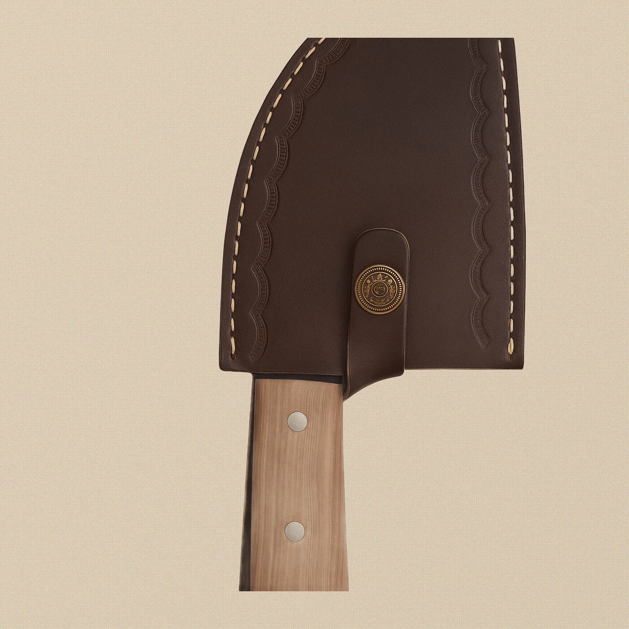 D2 Steel Cleaver Chopper, 16.3 cm Blade, with Wenge Wood Handle and Leather Sheath | Cleaver | Toolsmith Ltd UK