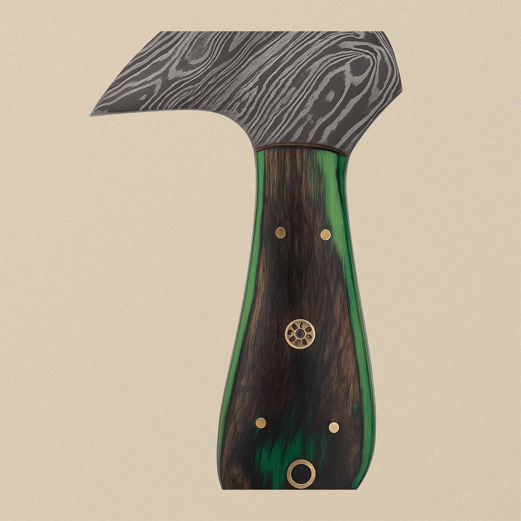 Damascus Steel Saddler's Leather Cutter, 6-inch, with Wood and Brass Handle and Leather Sheath | Leather Cutter | Toolsmith Ltd UK