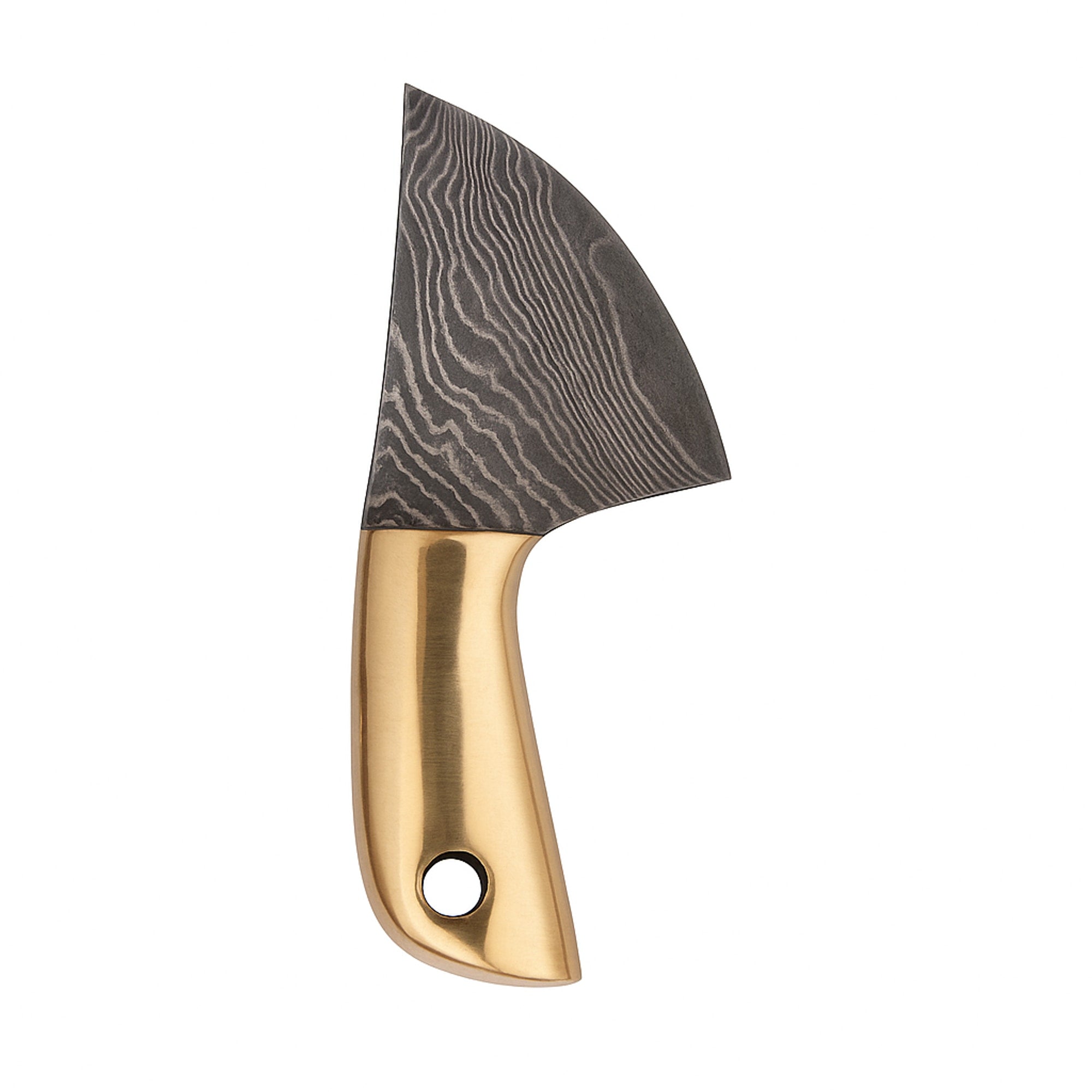 Miniature Damascus Skinner Knife, 66mm Brass-Handled, with Leather Sheath | Miniature Knife | Toolsmith Ltd UK