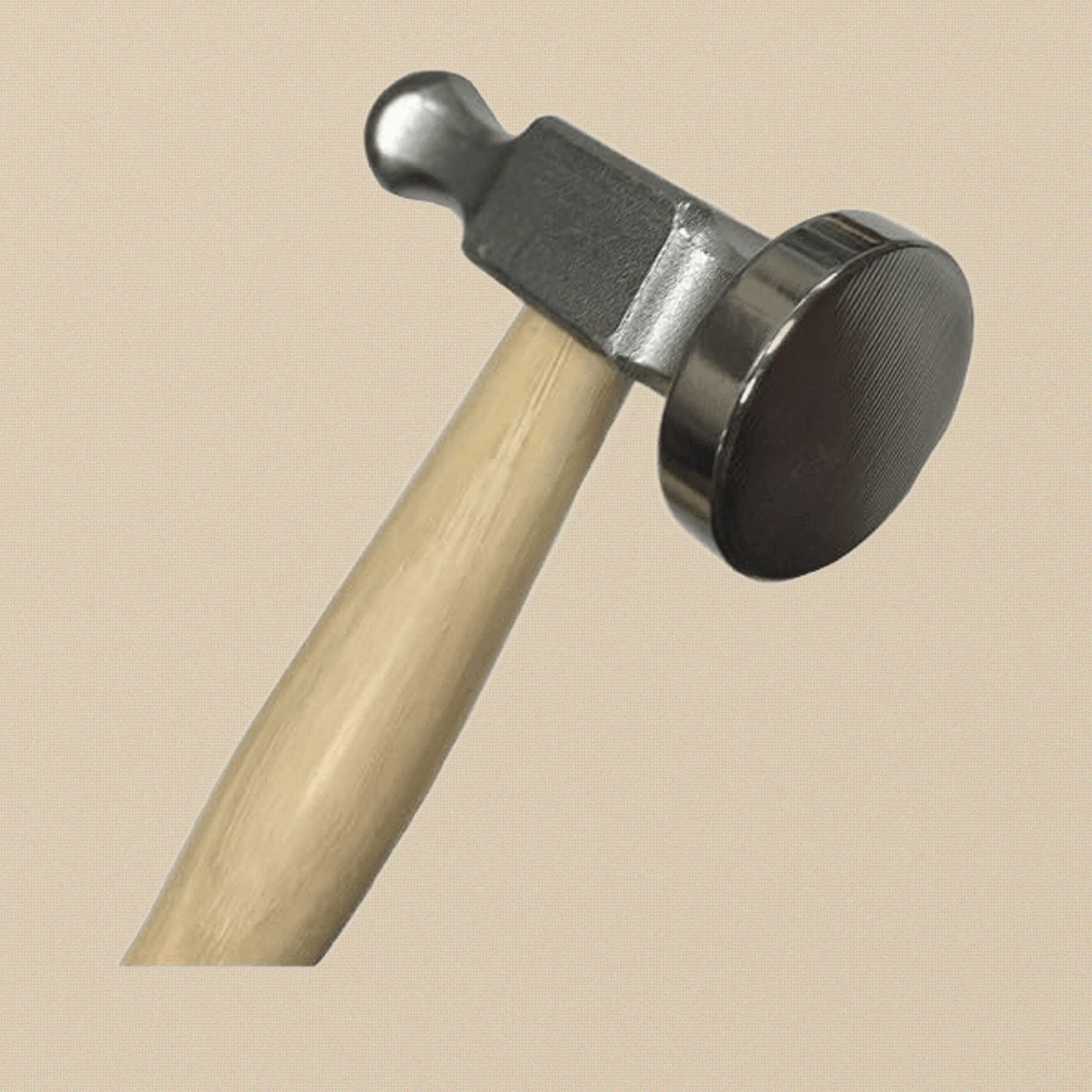 Chasing Hammer Jewellery Tool, 28mm Flat Face, Wood Handle, Repousse Silversmith Hammer, 1.10 Inch | Jewellery Making Tools | Toolsmith Ltd UK