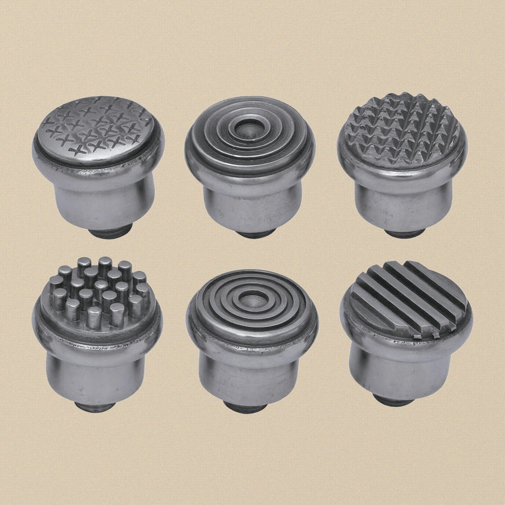 6 in 1 Texture Hammer with Interchangeable Heads, Round Multi-Pattern Metal Forming Tool with Wood Handle | Jewellery Making Tools | Toolsmith Ltd UK