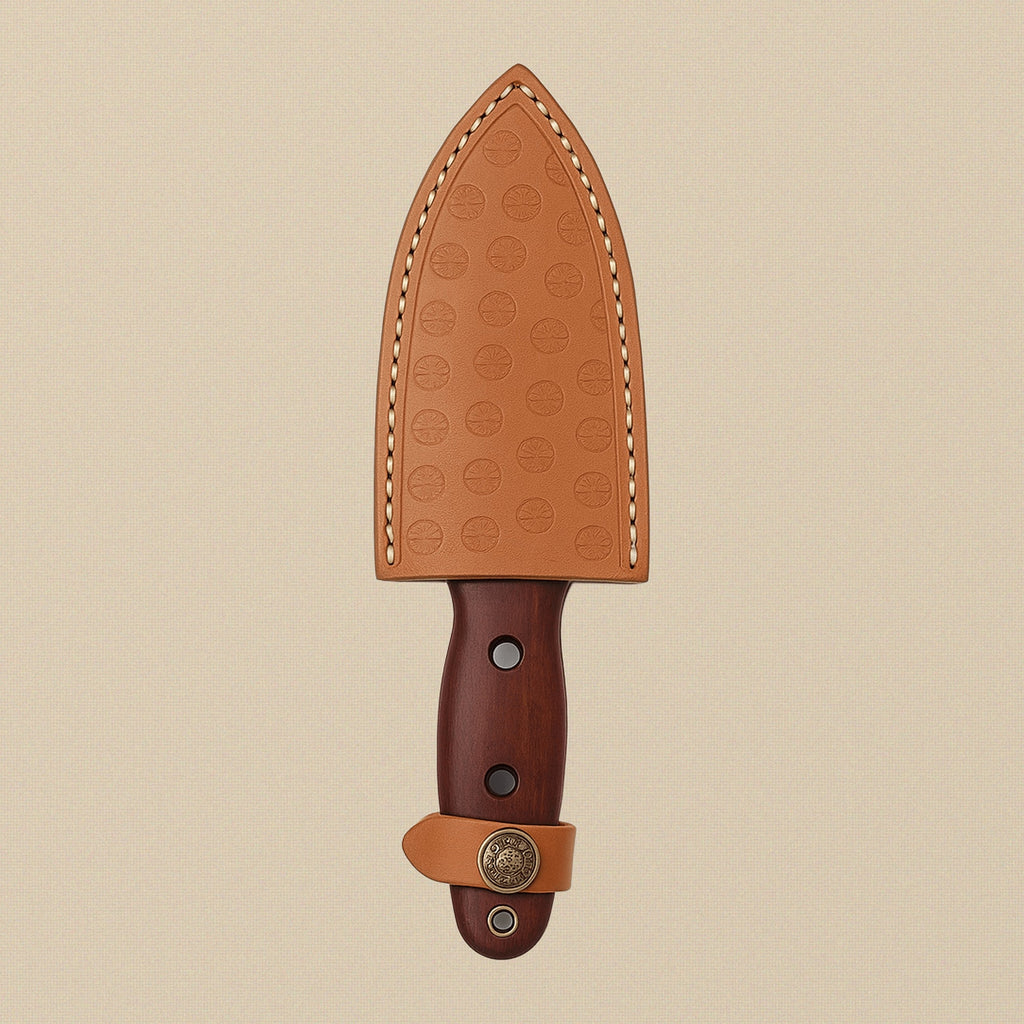 Fixed Blade Dagger with 114mm Damascus Steel Blade and Red Micarta Handle | Fixed Blade Knife | Toolsmith Ltd UK