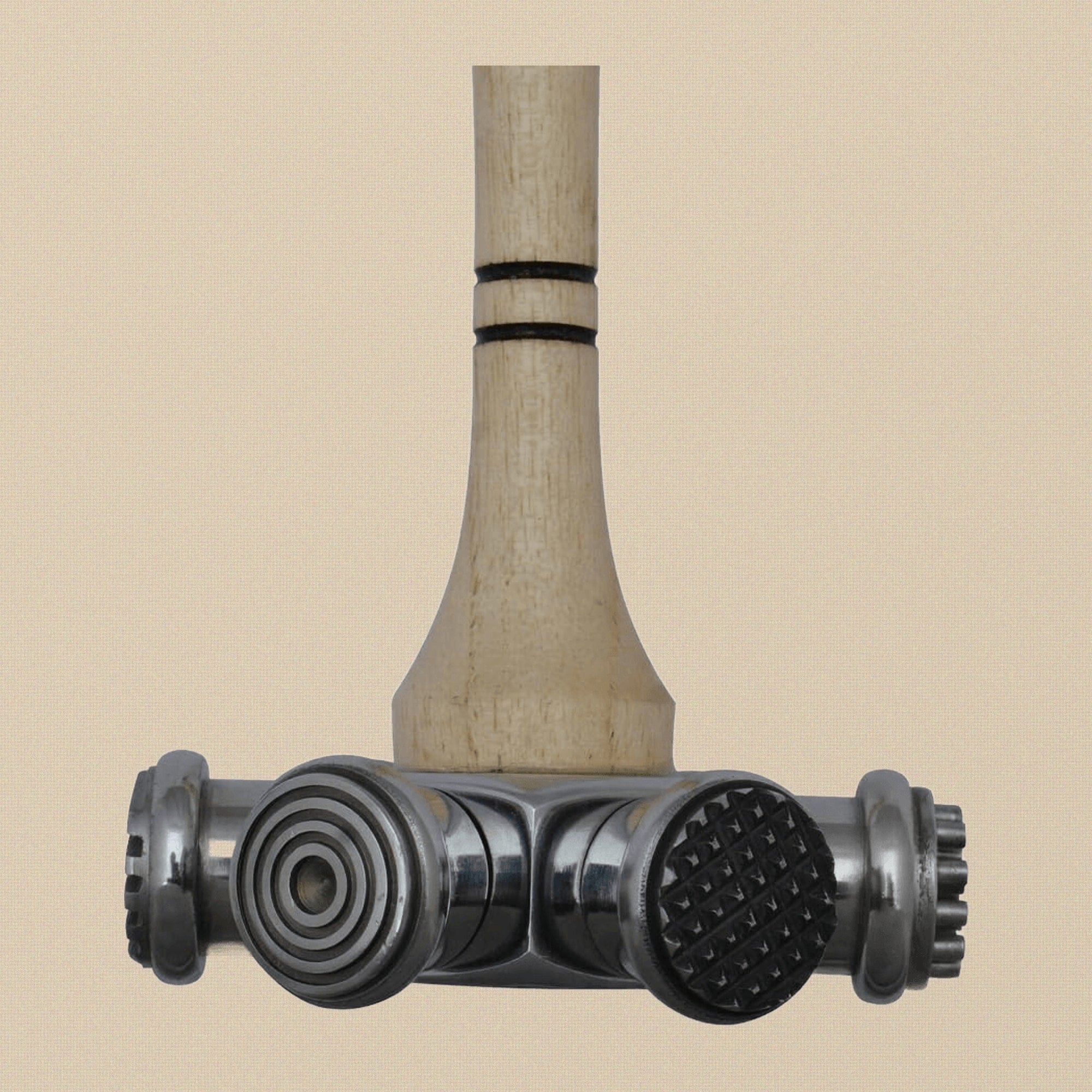 6 in 1 Texture Hammer with Interchangeable Heads, Round Multi-Pattern Metal Forming Tool with Wood Handle | Jewellery Making Tools | Toolsmith Ltd UK