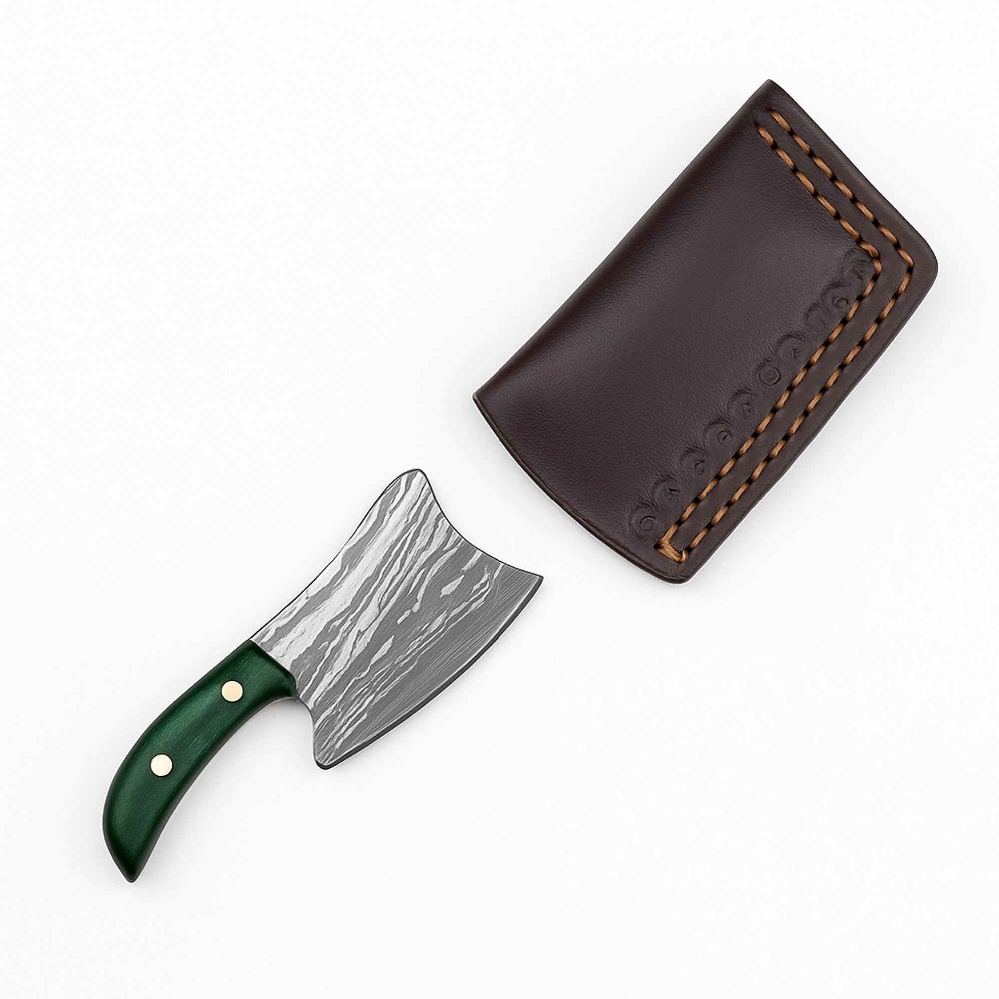 Miniature Damascus Steel Knife Set (4-Piece) with Mixed Handles and Leather Sheath | Knives & Blades | Toolsmith Ltd UK
