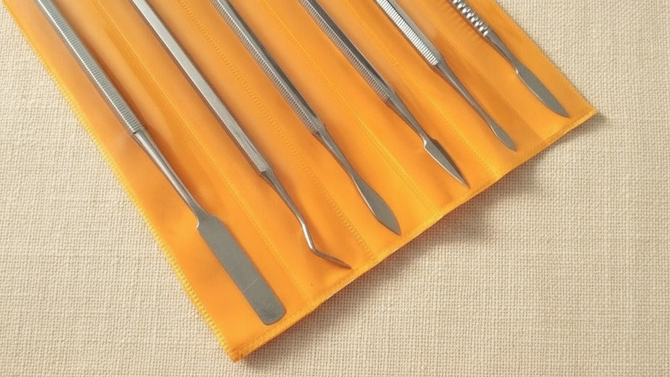 Stainless Steel Wax & Clay Sculpting Set, 6 Double-Ended Tools with Pouch | Carving Tool Set | Toolsmith Ltd UK