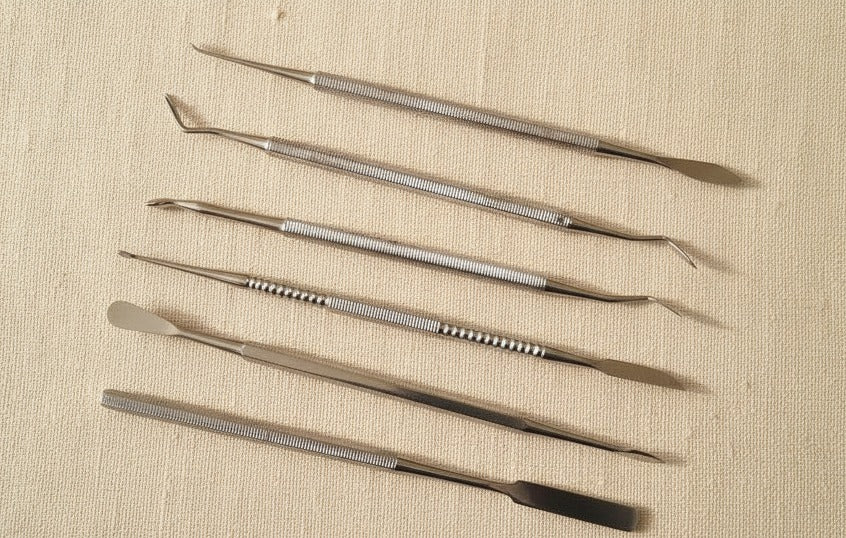 Stainless Steel Wax & Clay Sculpting Set, 6 Double-Ended Tools with Pouch | Carving Tool Set | Toolsmith Ltd UK