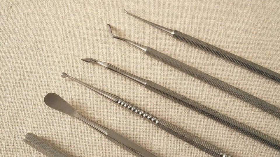 Stainless Steel Wax & Clay Sculpting Set, 6 Double-Ended Tools with Pouch | Carving Tool Set | Toolsmith Ltd UK
