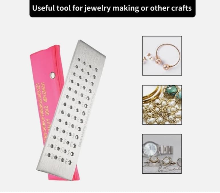 Tungsten Carbide Wire Draw Plate, Premium Jewellery Tool, 52 Holes, 0.26-4.10 mm Range, Professional Wires & Metal Working Equipment, 20.3x 5.6x 0.5 cm | Jewellery Making Tools | Toolsmith Ltd UK
