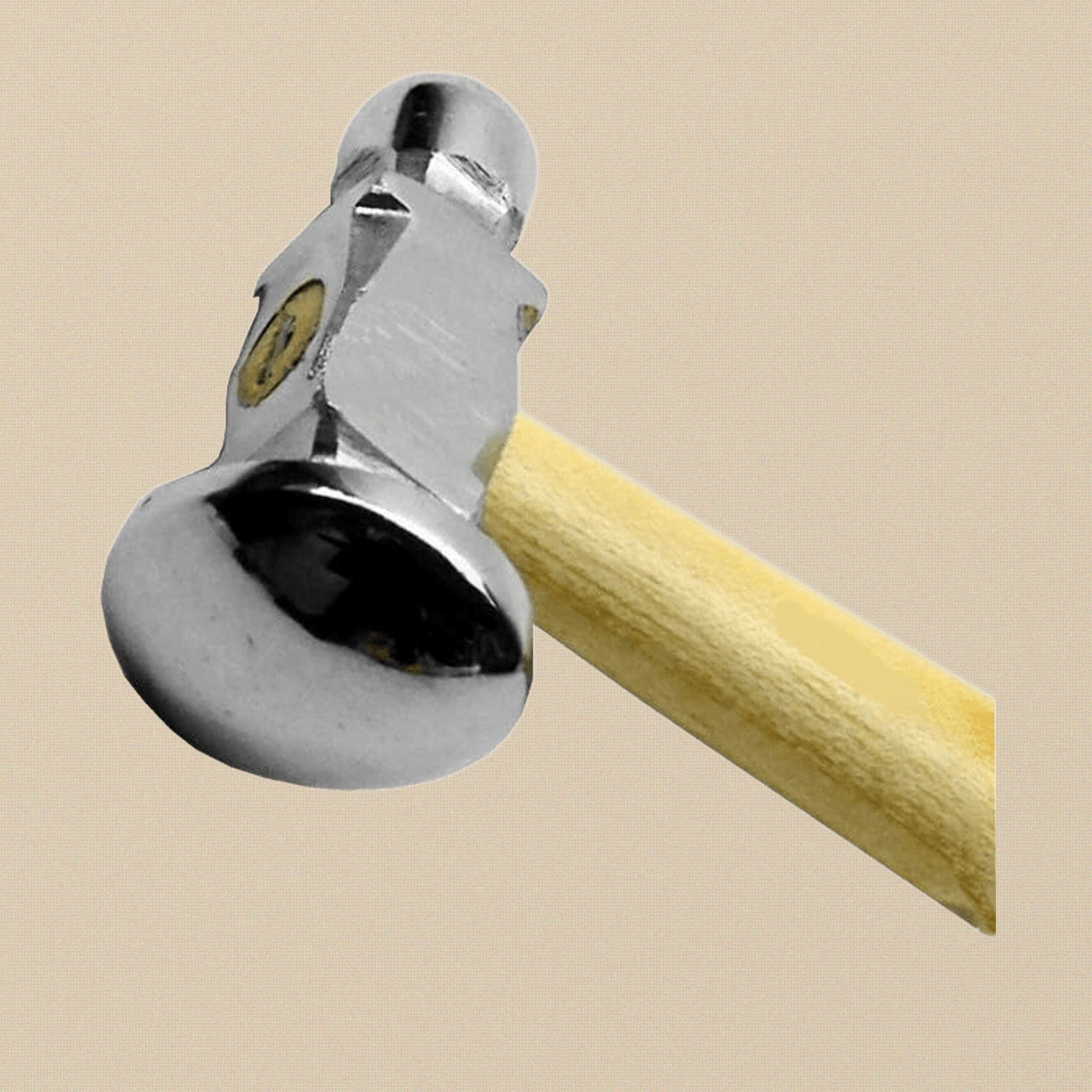 Ball Peen Dome Faced Chasing Hammer, 25mm, Metal Repousse Work Tool with Wooden Handle | Jewellery Making Tools | Toolsmith Ltd UK