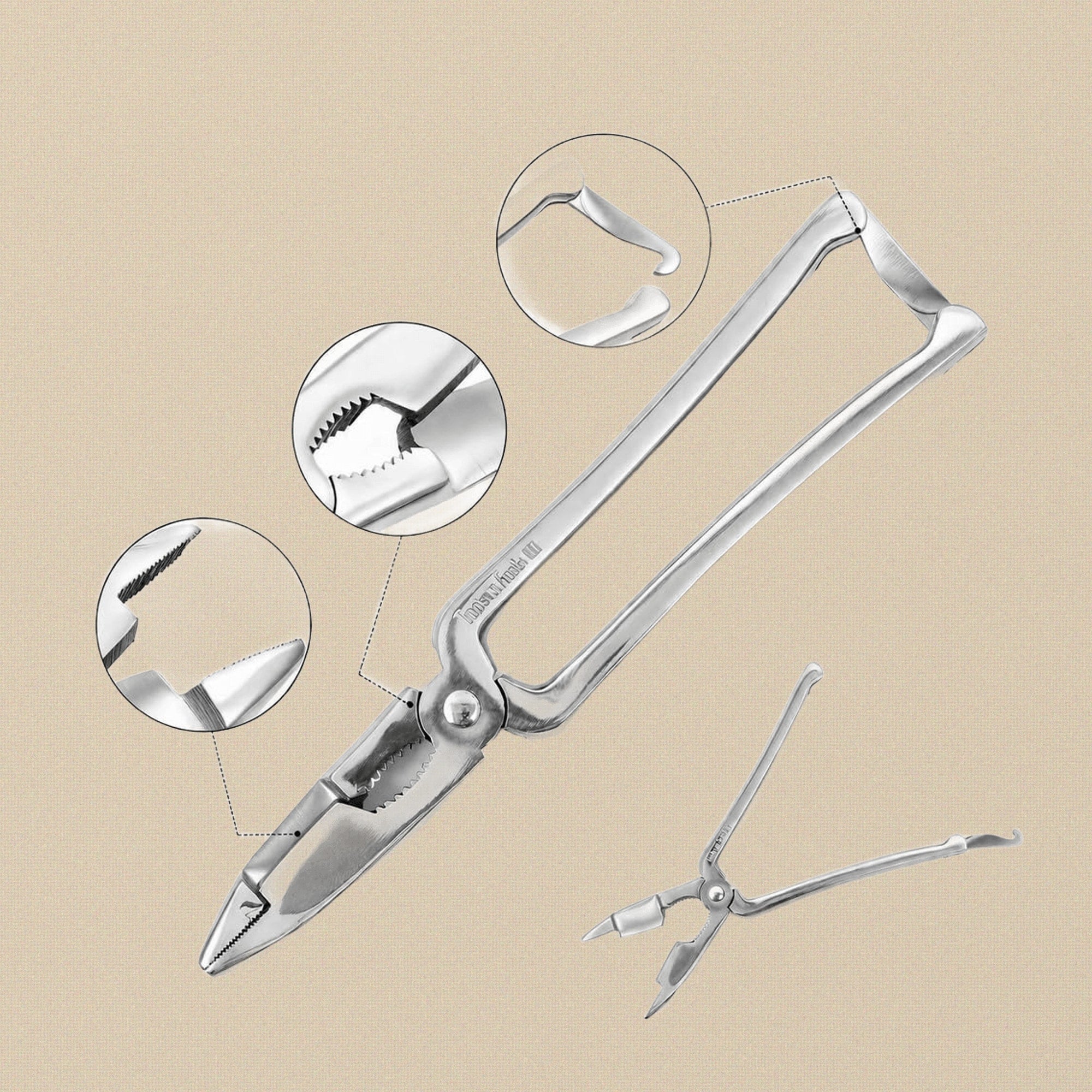 Stainless Steel Seafood Crab Lobster Tongs, Scissors, Cutter Shears, Silver, 18.5 cm, Chef Kitchen Tool | Jewellery Making Tools | Toolsmith Ltd UK