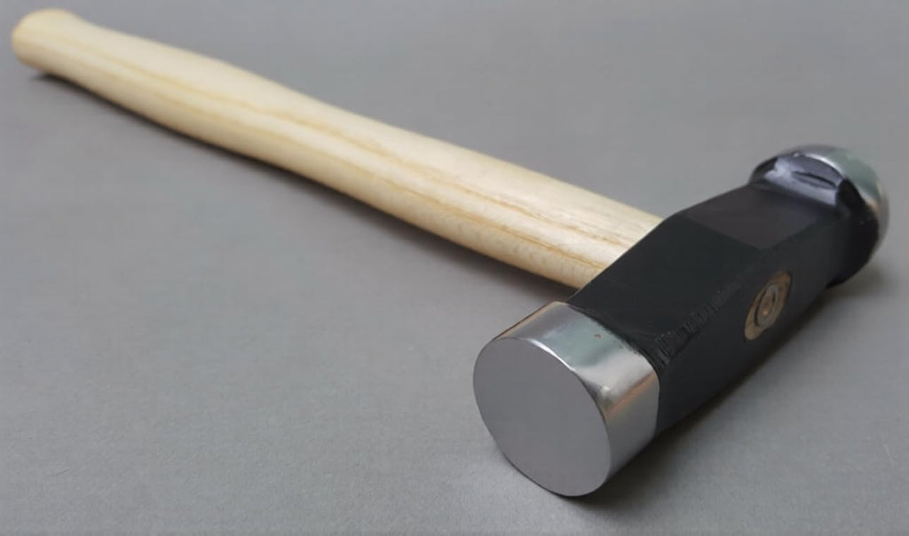 Round Dome and Flat Face Embossing Hammer, 16 oz, Repousse Silversmithing, 11-3/4 Inch Wooden Handle | Jewellery Making Tools | Toolsmith Ltd UK