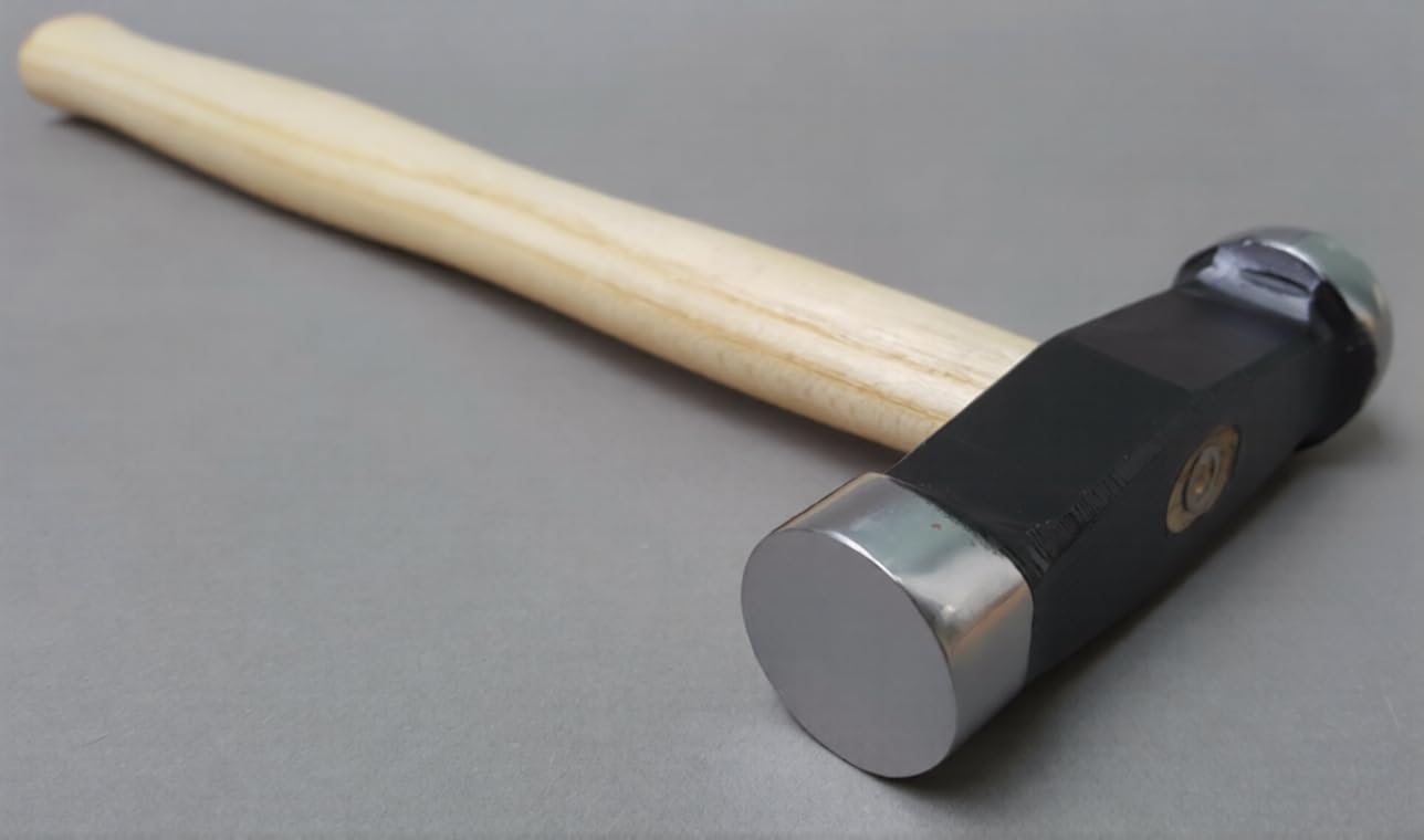 Round Dome and Flat Face Embossing Hammer, 16 oz, Repousse Silversmithing, 11-3/4 Inch Wooden Handle | Jewellery Making Tools | Toolsmith Ltd UK