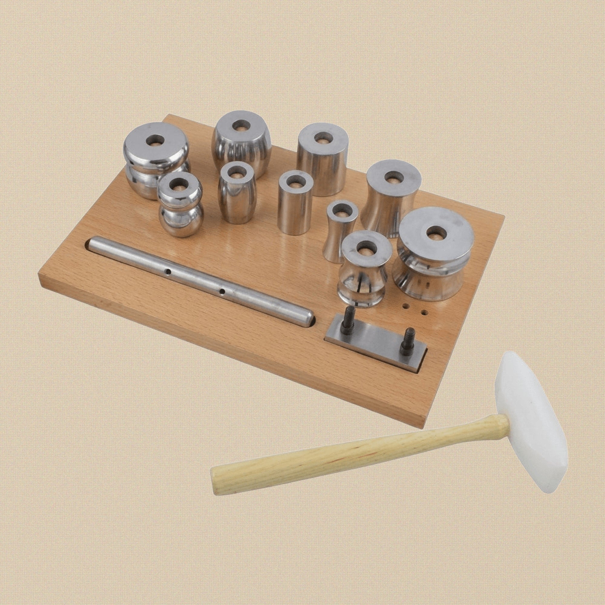 Steel Bracelet Forming Die Set, 10 Pieces, Jewellery Making Tools with Domed and Flat Dies, Bangle Making Kit, Comes with Nylon Forming Hammer | Jewellery Making Tools | Toolsmith Ltd UK
