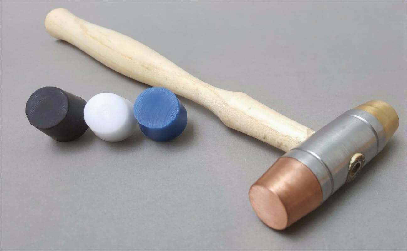 Multi-Purpose Hammer with 5 Interchangeable Faces, Plastic Copper Rubber Brass Mallet, Jewellery Making Tool, Wooden Handle | Jewellery Making Tools | Toolsmith Ltd UK