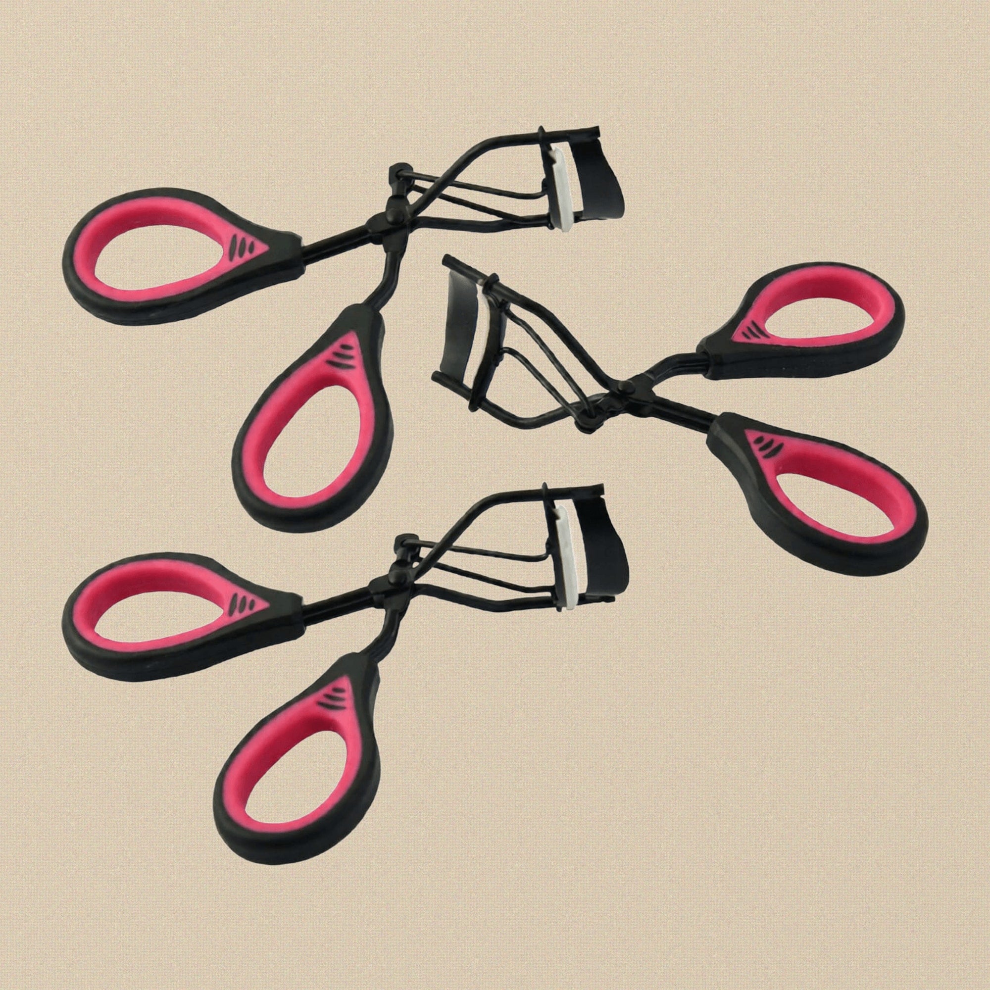 1 x Premium Eyelash Curlers with Soft Rubber Grip, Pink and Black, Makeup Curling Styling Tool | Beauty & Nail Tools | Toolsmith Ltd UK