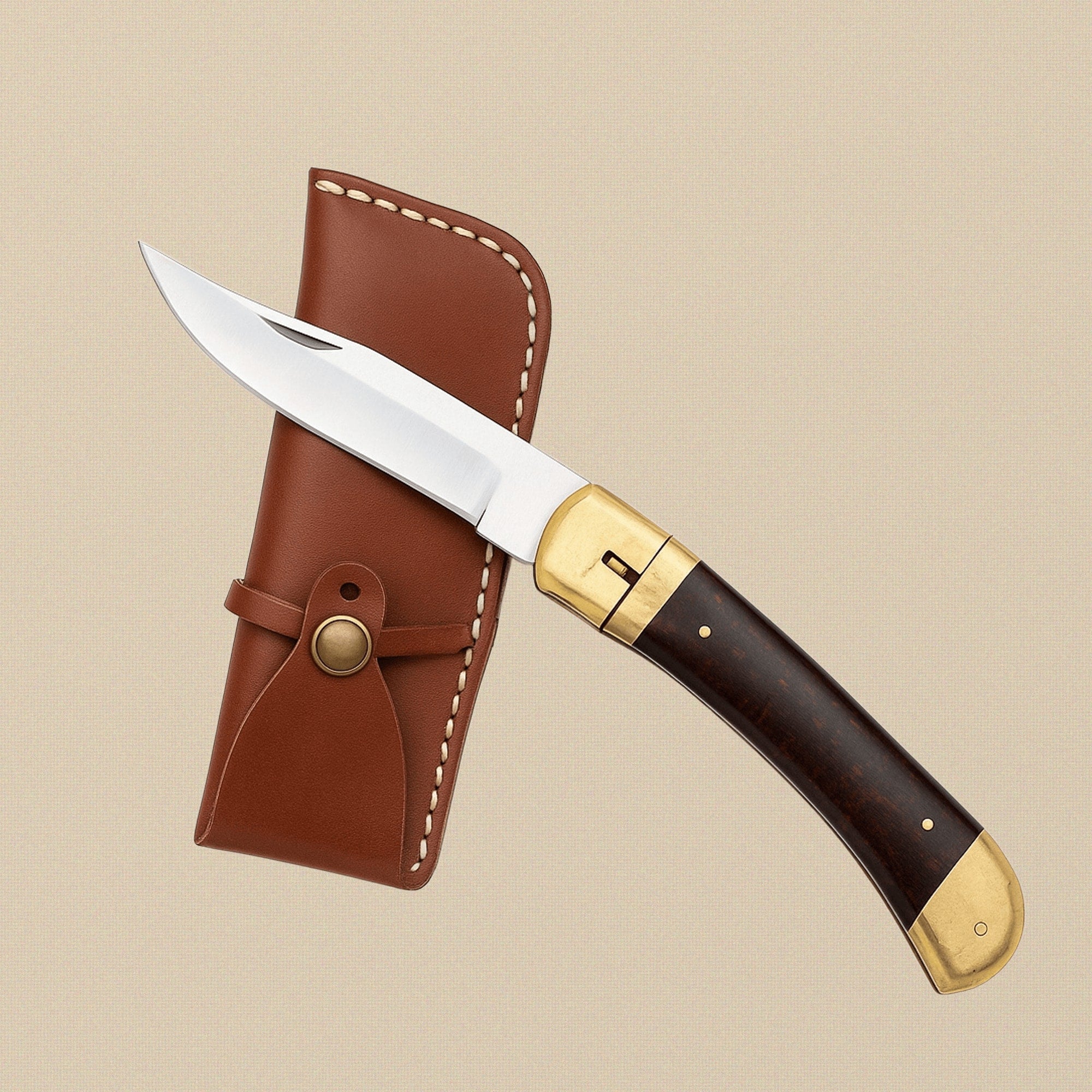 Micarta-Handled Folding Utility Knife with 101mm D2 Steel Blade and Leather Sheath | Utility Knife | Toolsmith Ltd UK