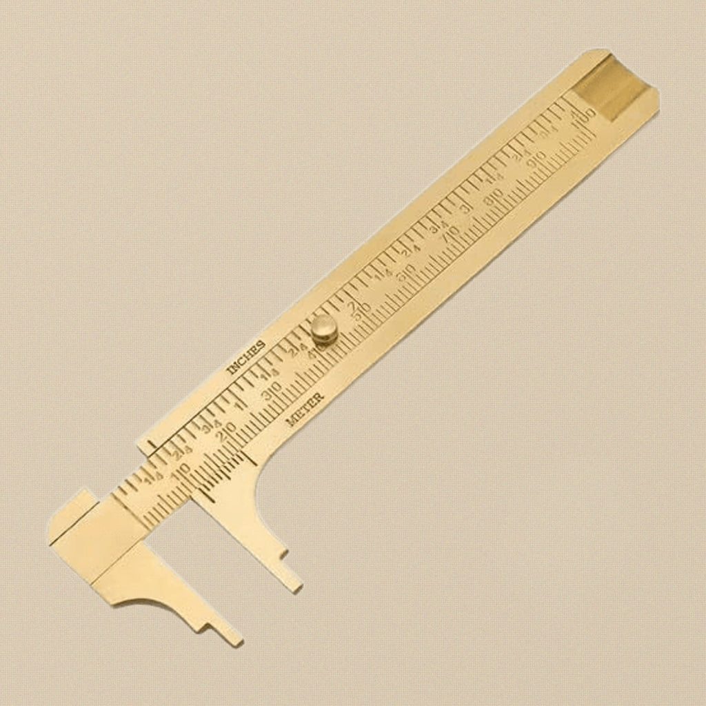4" Brass Sliding Caliper, 100 mm, Notched Jaws for Jewellery and Watch Measurement, Gem and Bead Gauge | Watch & Clock Tools | Toolsmith Ltd UK