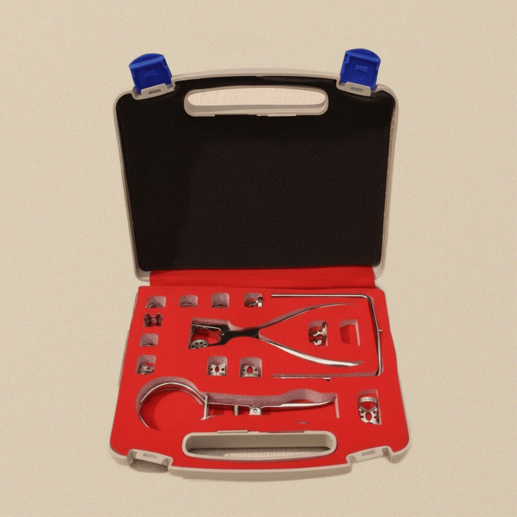 Surgical Steel Rubber Dam Kit with Ainsworth Forceps and 12 Winged Clamps | Surgical Instruments | Toolsmith Ltd UK