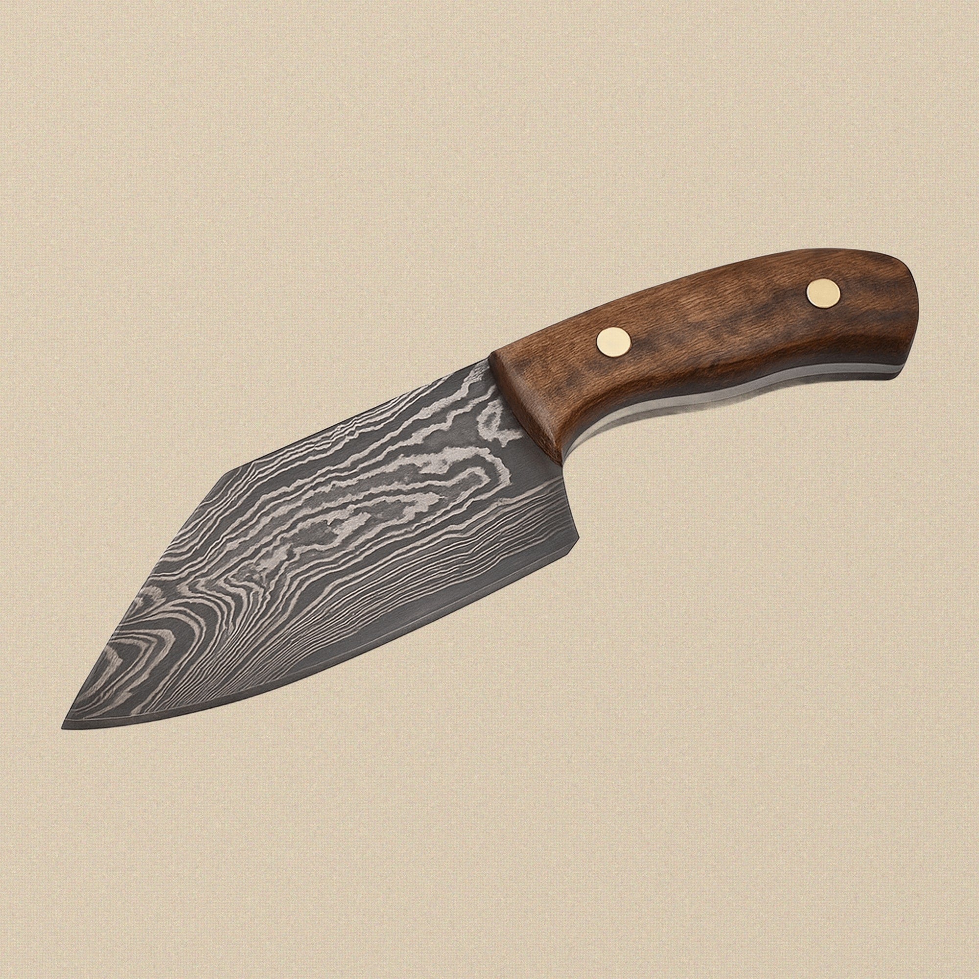 Miniature Damascus Skinner Knife, 50mm Blade, with Micarta Handle and Leather Sheath | Knife | Toolsmith Ltd UK