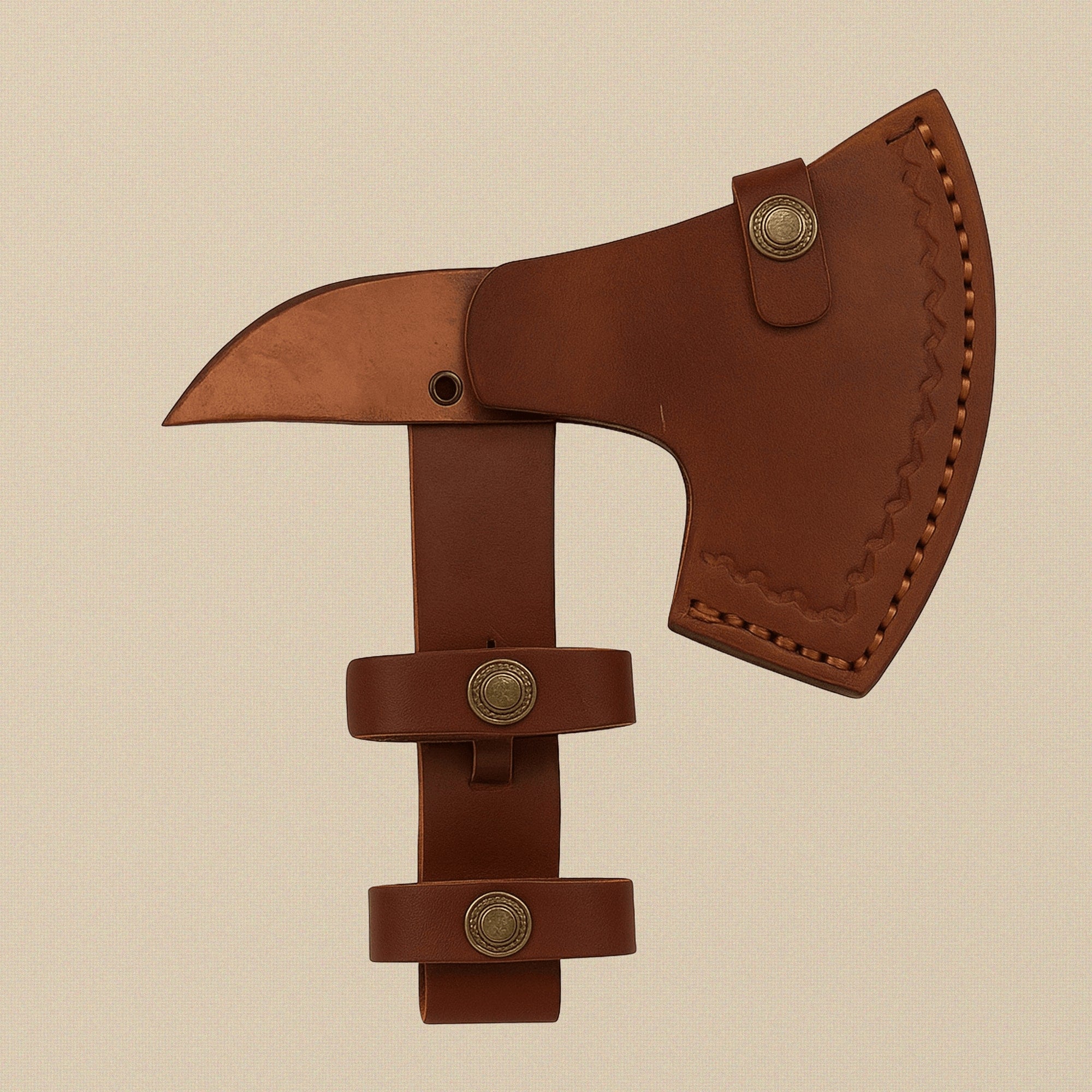 Damascus Steel Axe, 19-inch, with Walnut Wood Handle and Leather Sheath | Axe | Toolsmith Ltd UK