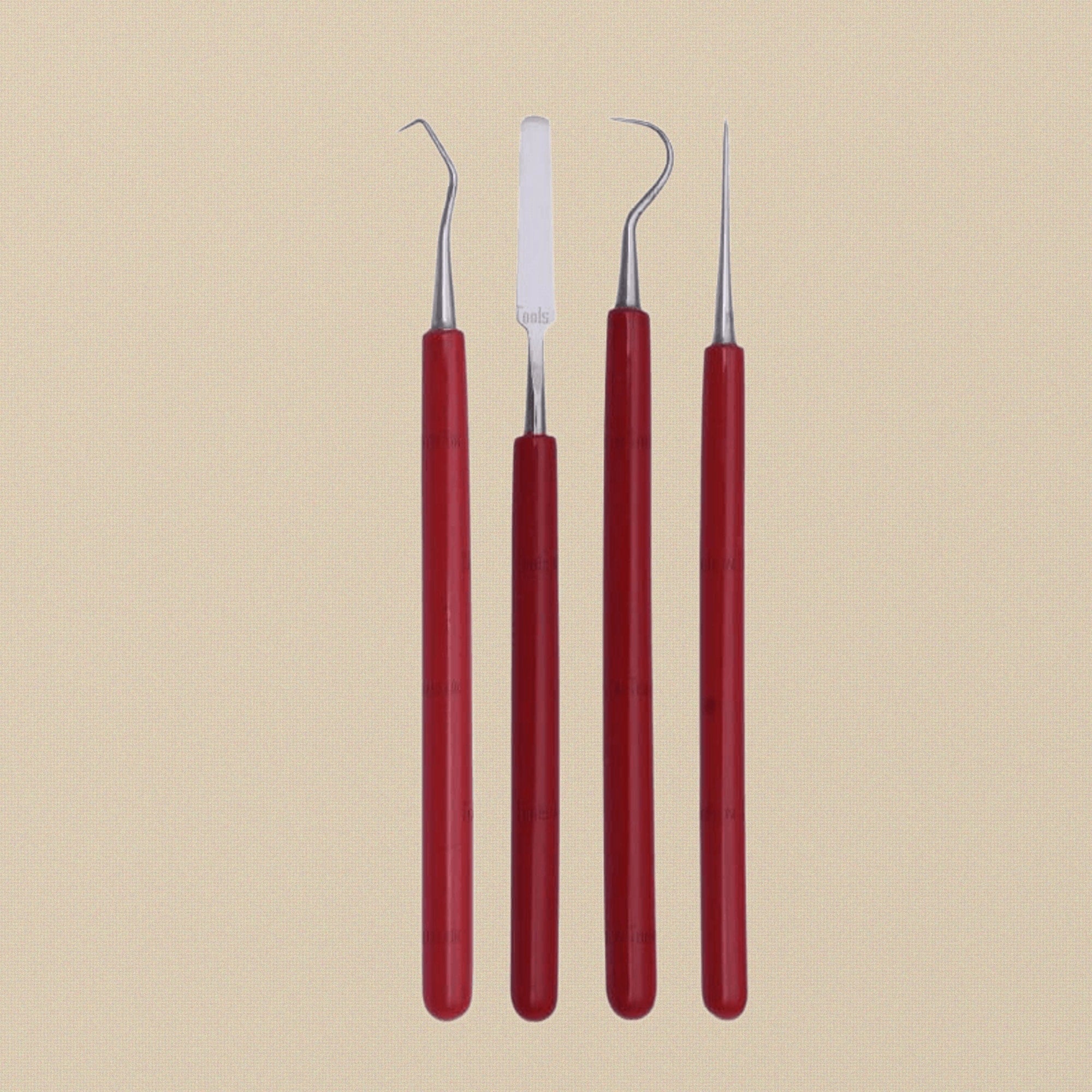 Professional 4-Piece PVC Wax Carving Tool Set, Single Ended, Metal Clay Sculpting, Modelling Probes and Spatulas | Dental Instruments | Toolsmith Ltd UK