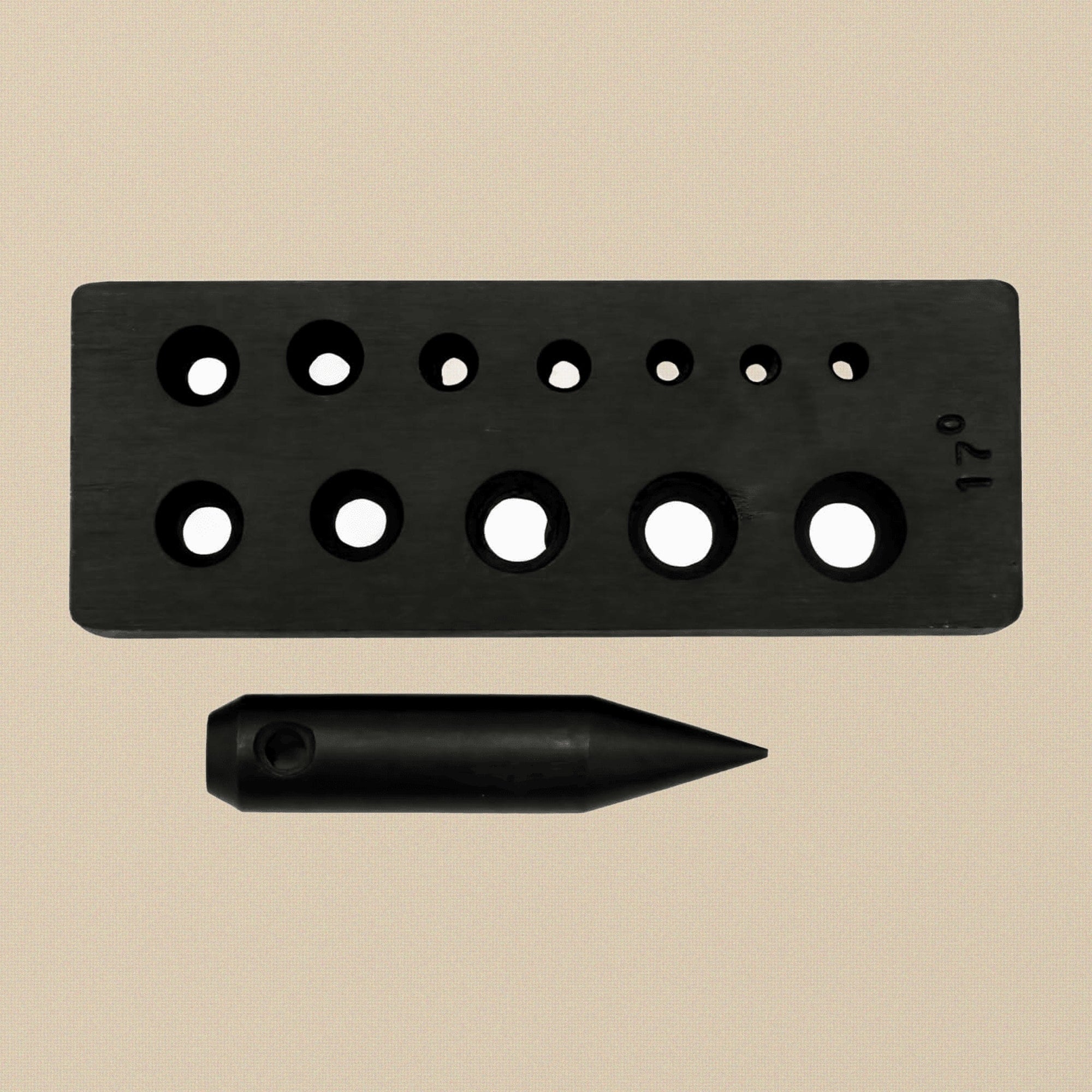 Jewellery Forming Plate with 17 Degree Punch, 12 Collet Holes 3mm to 19mm, Black Carbon Steel, Jewellery Making Tool Block | Jewellery Making Tools | Toolsmith Ltd UK