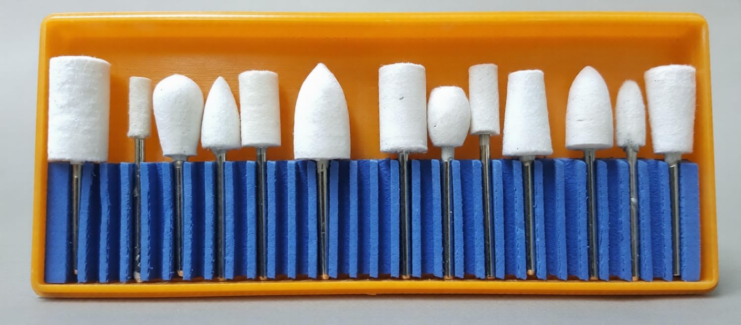 13 Assorted Felt Mini Buffs Bobs, Hobby Crafts Jewellery Design & Repair Tools with Storage Case | Jewellery Making Tools | Toolsmith Ltd UK