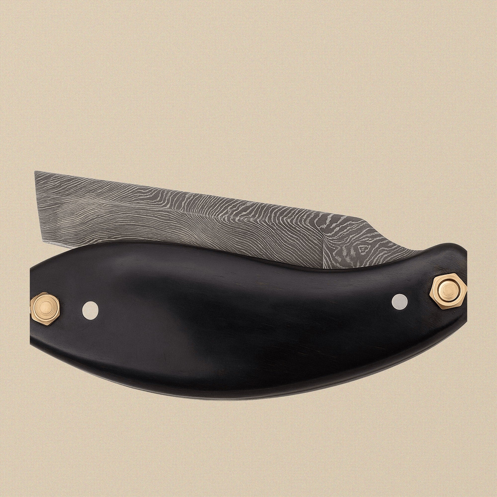 Damascus Steel Straight Razor with 70 mm Blade and Bull Horn Handle | Straight Razor | Toolsmith Ltd UK