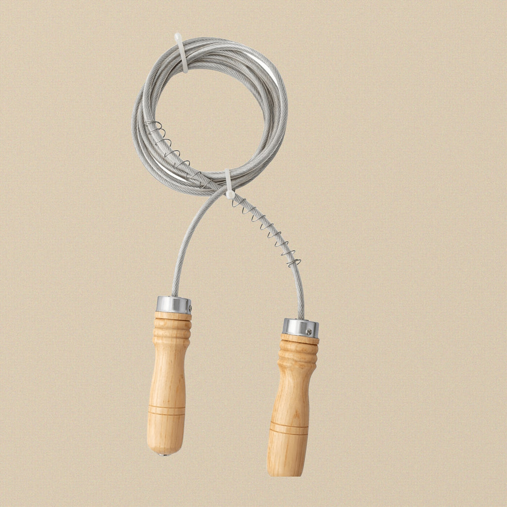 PVC Protected Steel Cable Skipping Rope with Wooden Handles, Speed Jump Rope for Fitness, Gym Workout, 9ft | Hobby & Craft Tools | Toolsmith Ltd UK