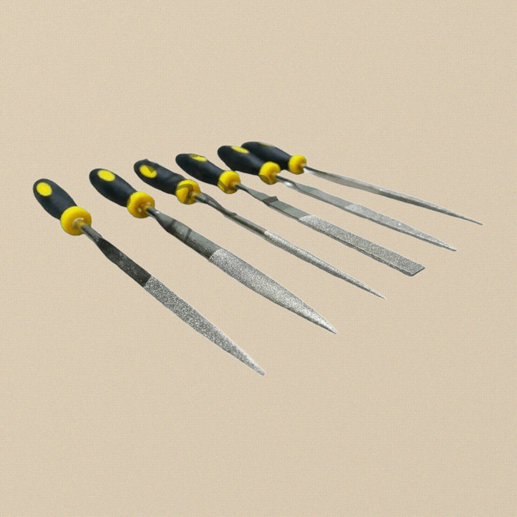 6-Piece Diamond Needle File Set, 140 Grit Precision Steel Files, Multiple Shapes for Detailed Work | Jewellery Making Tools | Toolsmith Ltd UK