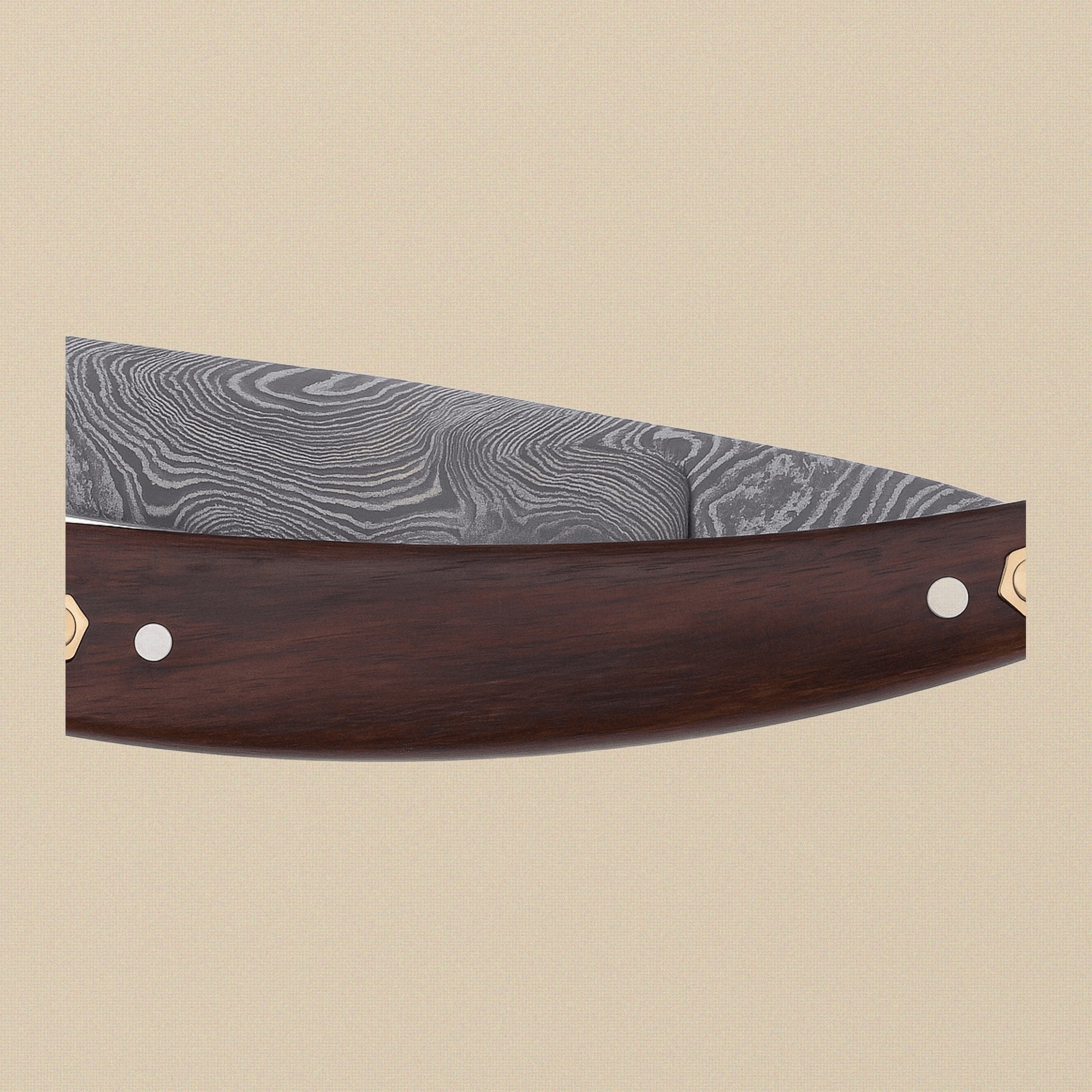 Damascus Steel Straight Razor with 70 mm Blade and Rosewood Handle | Straight Razor | Toolsmith Ltd UK
