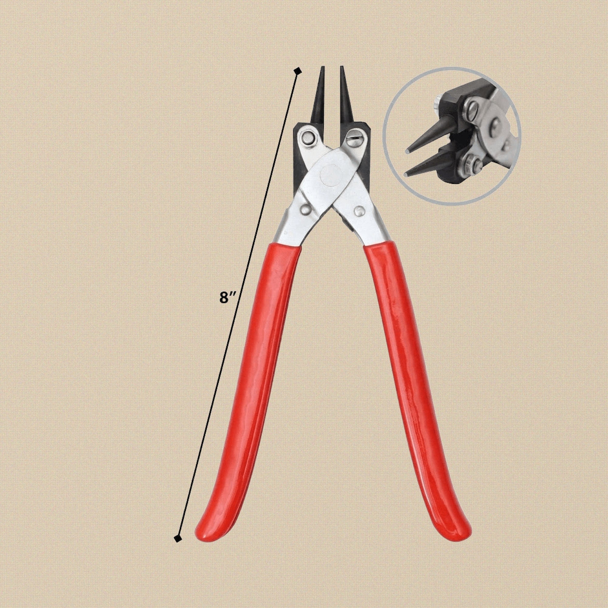 Round Nose Pliers, 200mm/8-inch, Parallel Action, PVC Grips, Smooth Jaw | Jewellery Making Tools | Toolsmith Ltd UK
