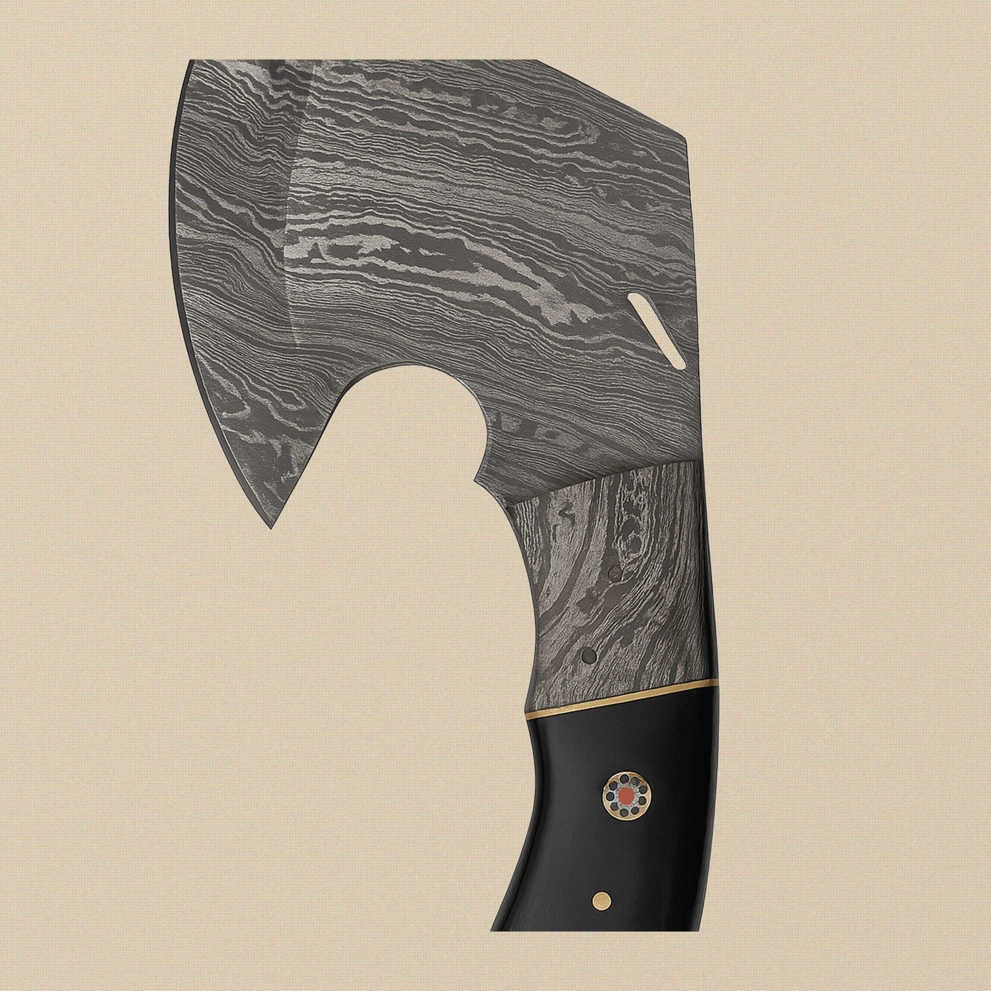 Damascus Steel Axe, 11-inch (279 mm), with Wood Handle and Leather Sheath | Axe | Toolsmith Ltd UK