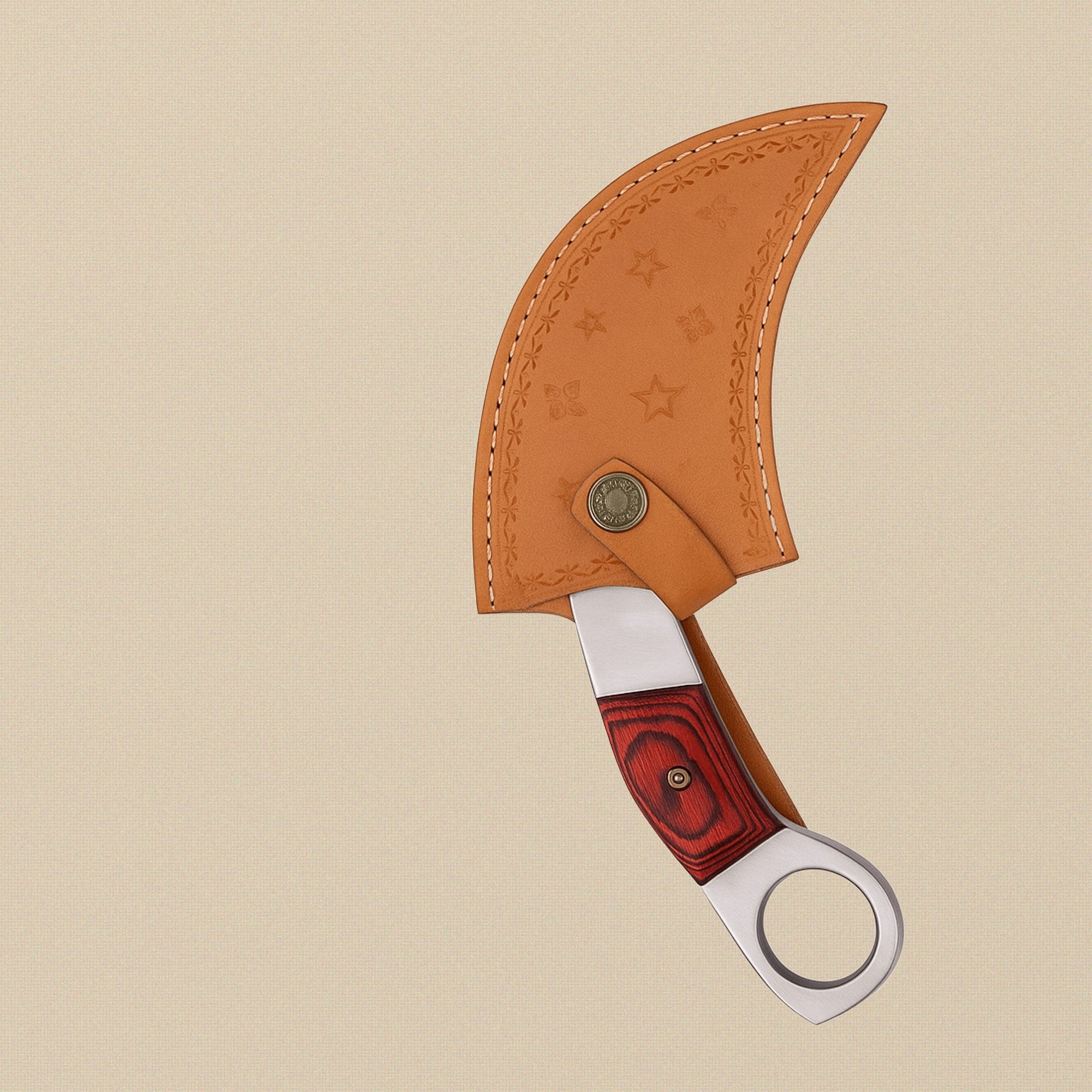 Karambit Knife with 5-Inch Raindrop Damascus Blade and Red Pakkawood Handle | Knife | Toolsmith Ltd UK