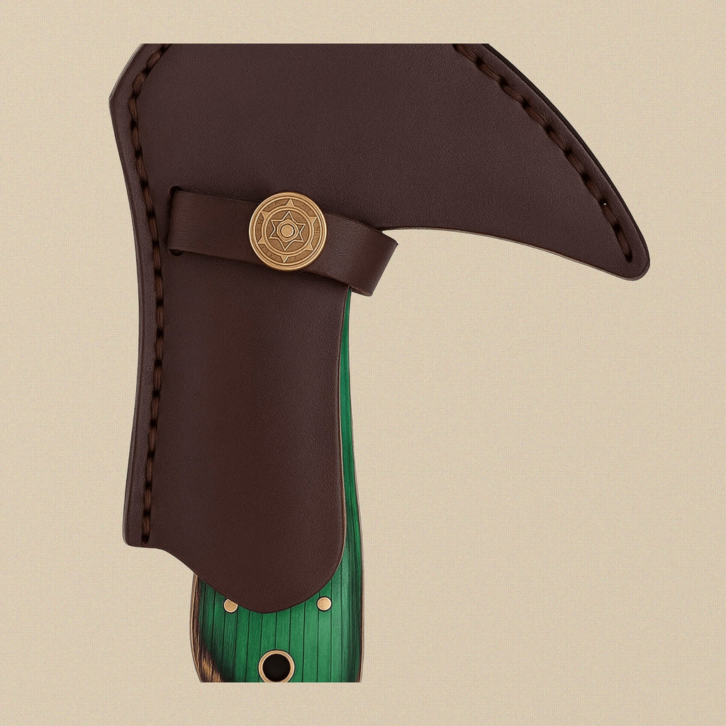 Damascus Steel Saddler's Leather Cutter, 6-inch, with Wood and Brass Handle and Leather Sheath | Leather Cutter | Toolsmith Ltd UK