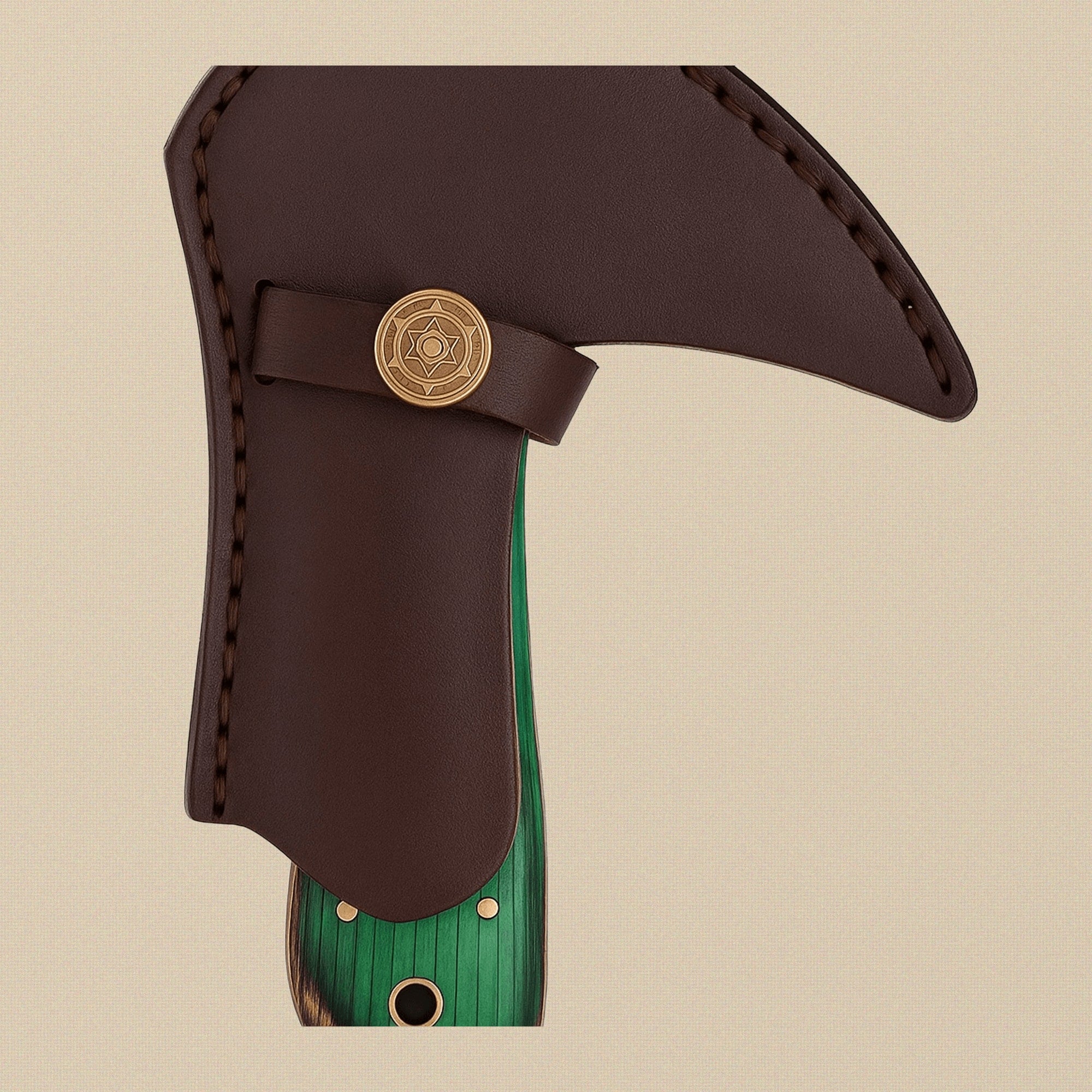 Damascus Steel Saddler's Leather Cutter, 6-inch, with Wood and Brass Handle and Leather Sheath | Leather Cutter | Toolsmith Ltd UK
