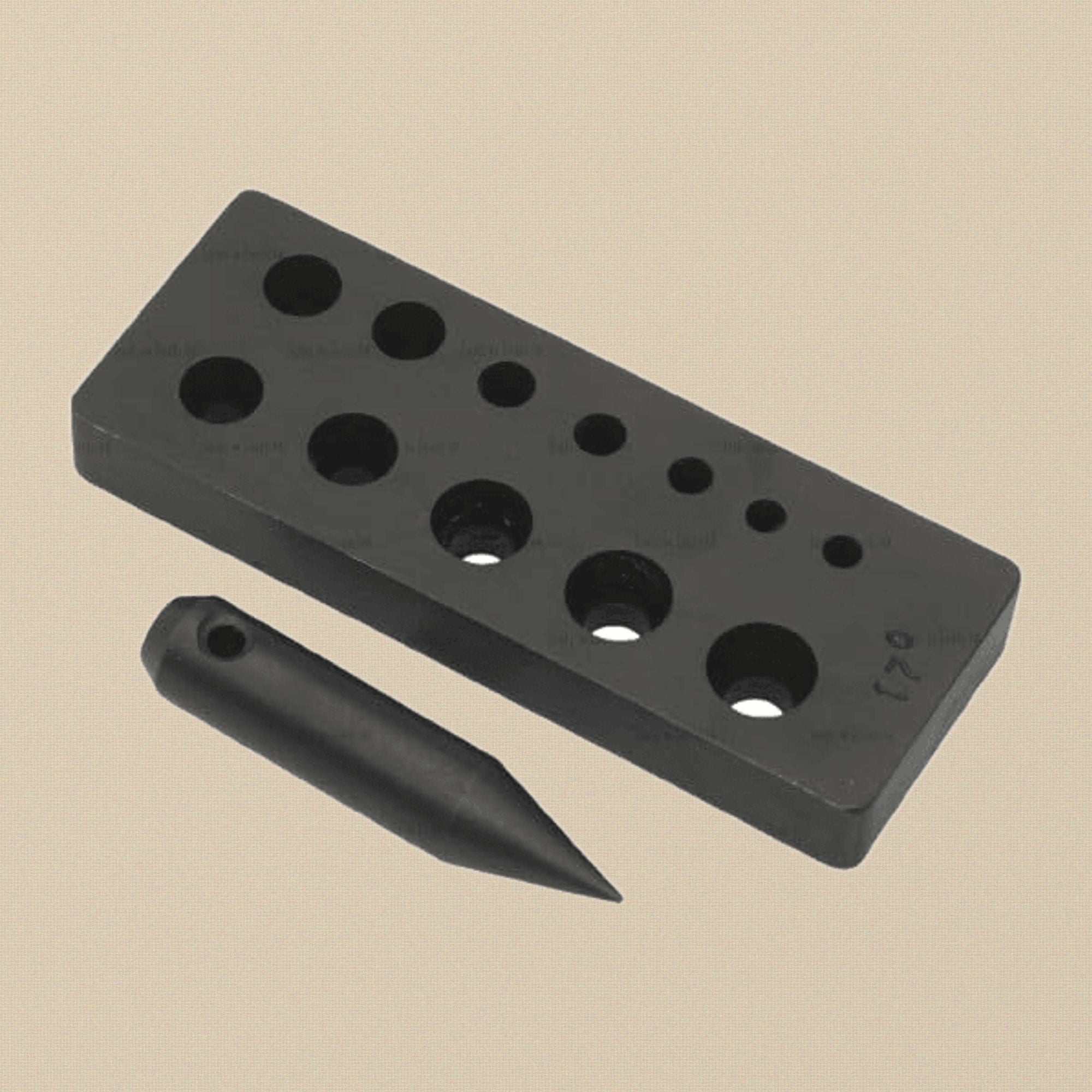 Jewellery Forming Plate with 17 Degree Punch, 12 Collet Holes 3mm to 19mm, Black Carbon Steel, Jewellery Making Tool Block | Jewellery Making Tools | Toolsmith Ltd UK