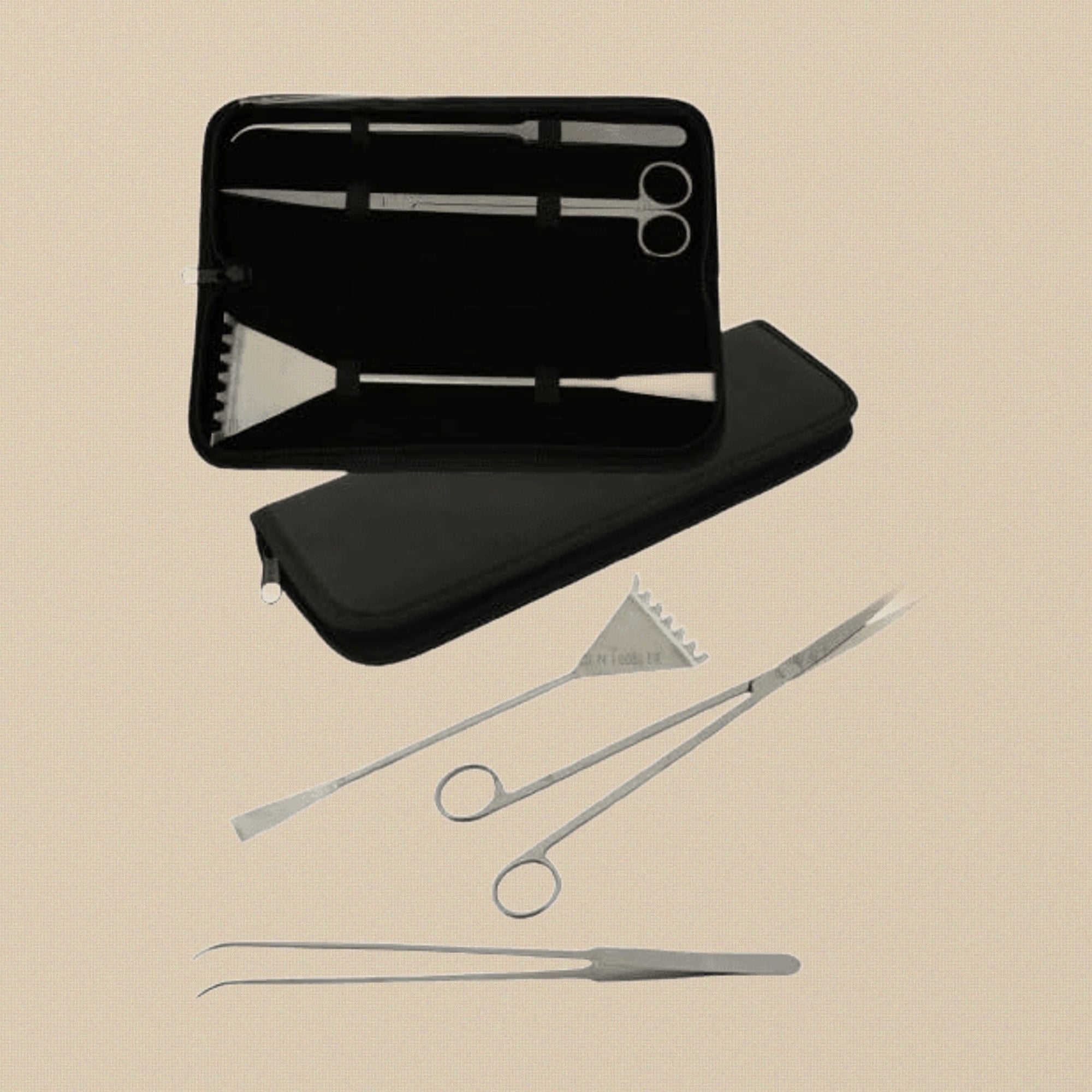 3-Piece Stainless Steel Aquarium Kit, Spatula, Shears/ Scissors, Tweezer Set, Fish Tank cleaning, Maintaining Decorating Tools with Storage Pouch, Black | Hobby & Craft Tools | Toolsmith Ltd UK