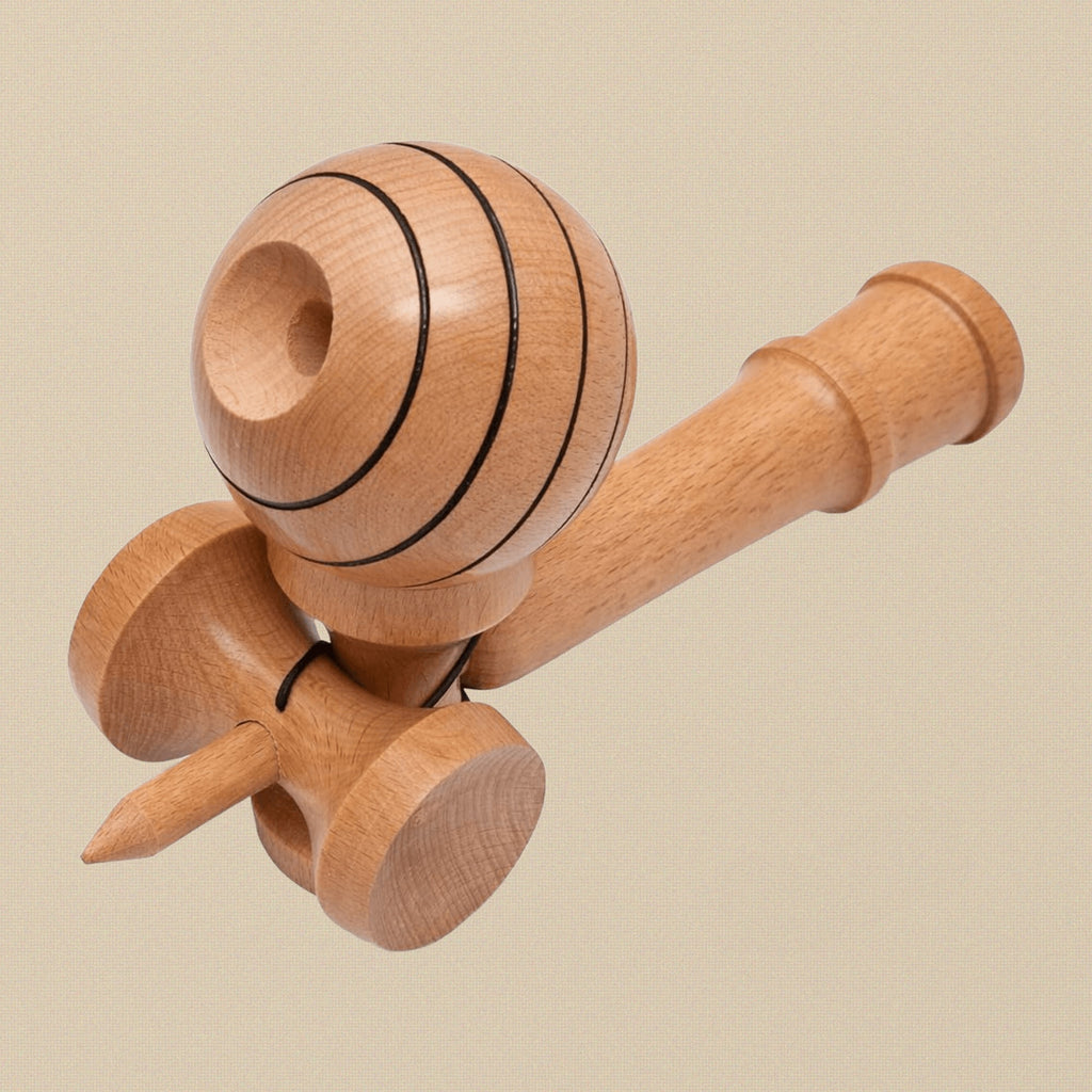 Professional Wooden Kendama Toy, Beech Wood, 5-Way Black Lining Design, Competition Style, Glistening Finish | Hobby & Craft Tools | Toolsmith Ltd UK