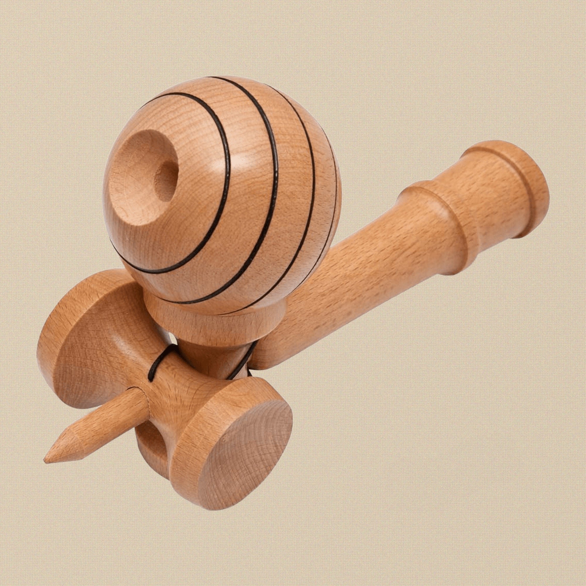 Professional Wooden Kendama Toy, Beech Wood, 5-Way Black Lining Design, Competition Style, Glistening Finish | Hobby & Craft Tools | Toolsmith Ltd UK