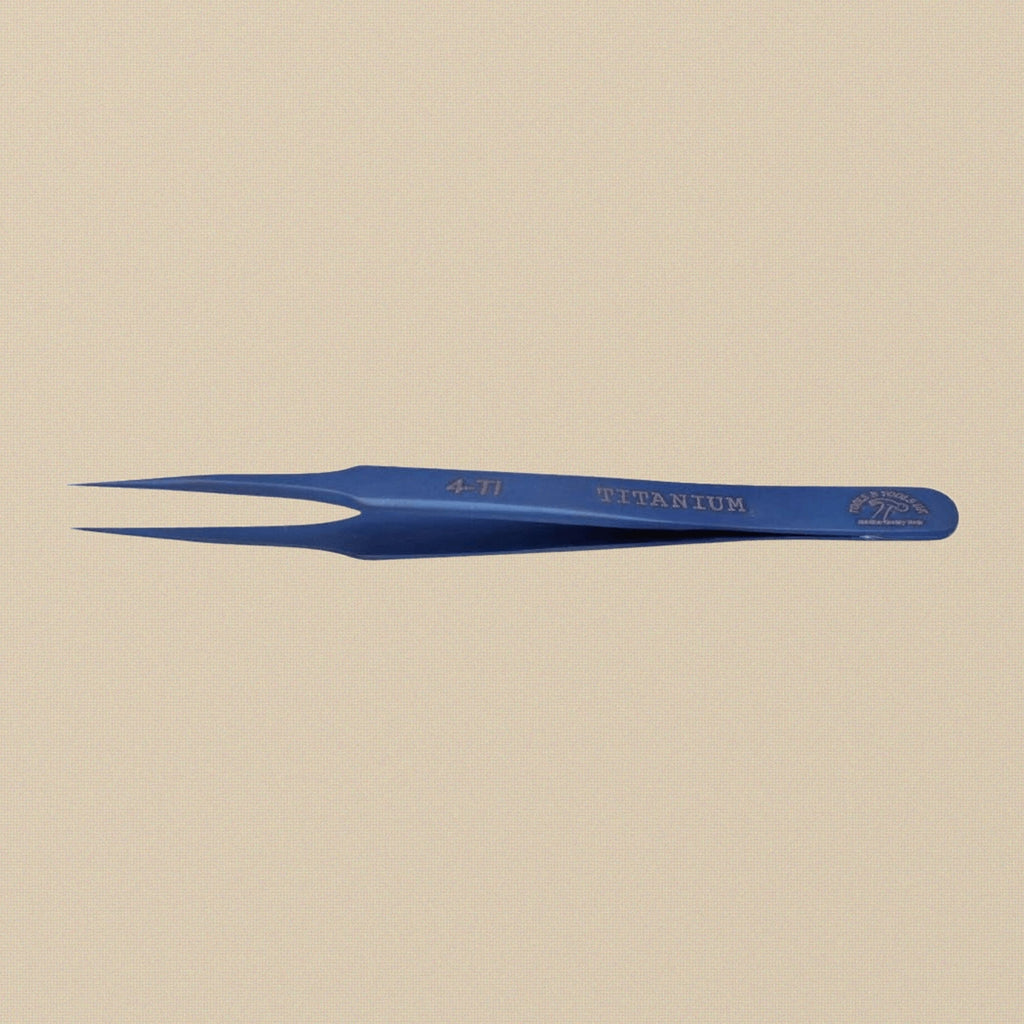 4-Ti, Titanium Anti-Magnetic Precision Tweezers, 120 mm, Professional Watch and Jewellery Repair Tool | Jewellery Making Tools | Toolsmith Ltd UK