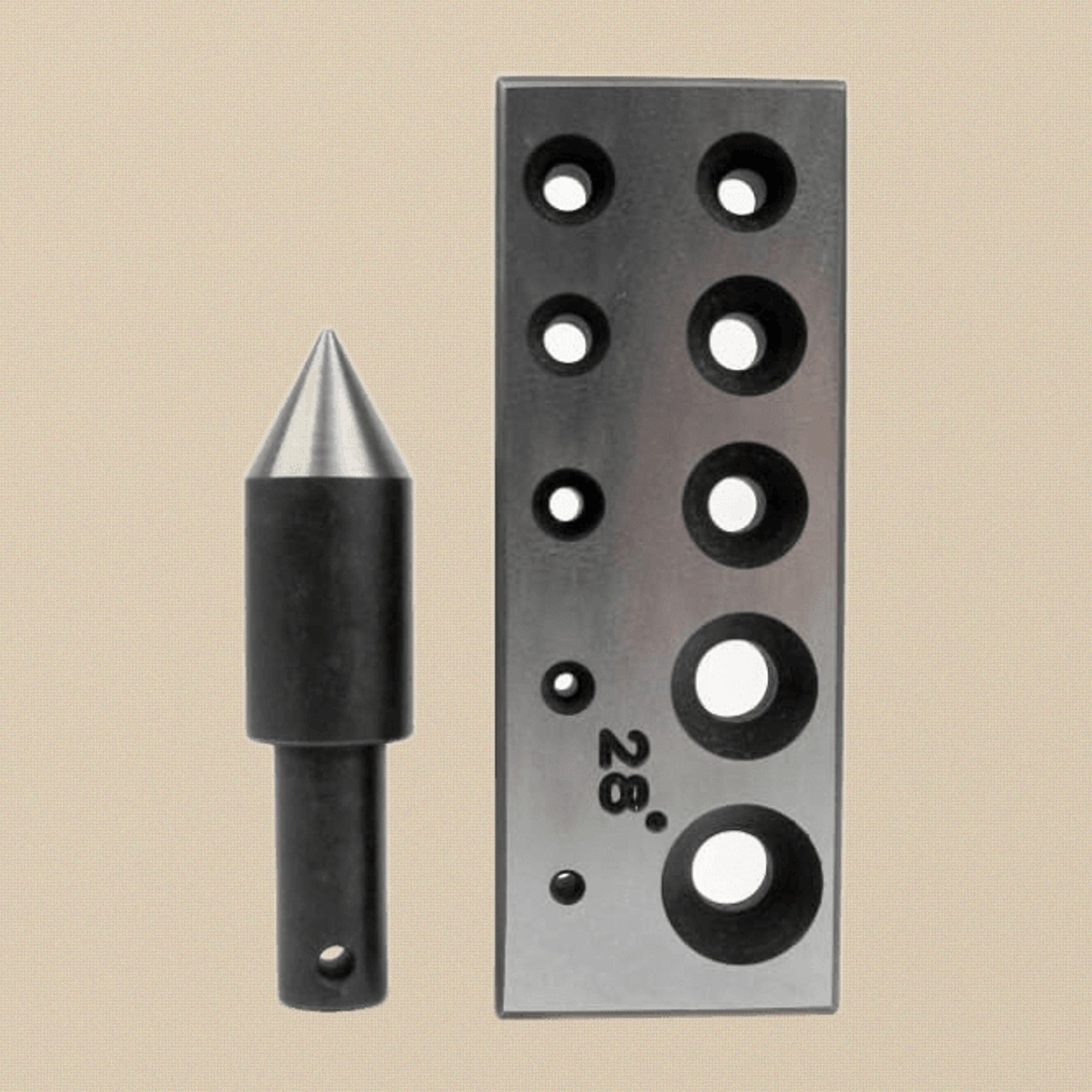 28 Degree 10 Hole Collet Block/ Plate and Punch Set, Black Carbon Steel, 4-18mm | Jewellery Making Tools | Toolsmith Ltd UK