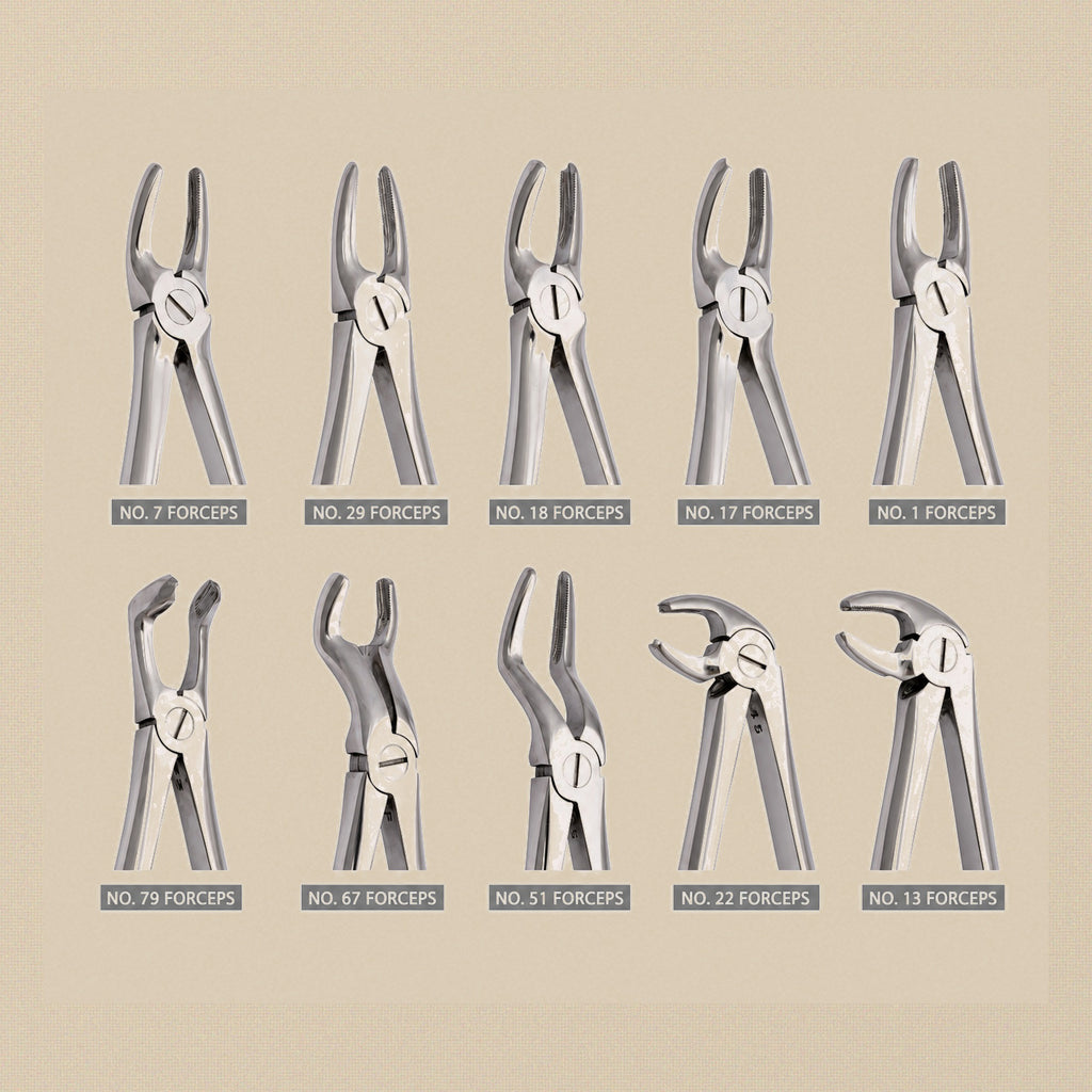 Stainless Steel Extraction Forceps Set, 10 Assorted Jaw Profiles for Precision Work | Forceps Set | Toolsmith Ltd UK