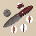 Fixed Blade Dagger with 114mm Damascus Steel Blade and Red Micarta Handle | Fixed Blade Knife | Toolsmith Ltd UK