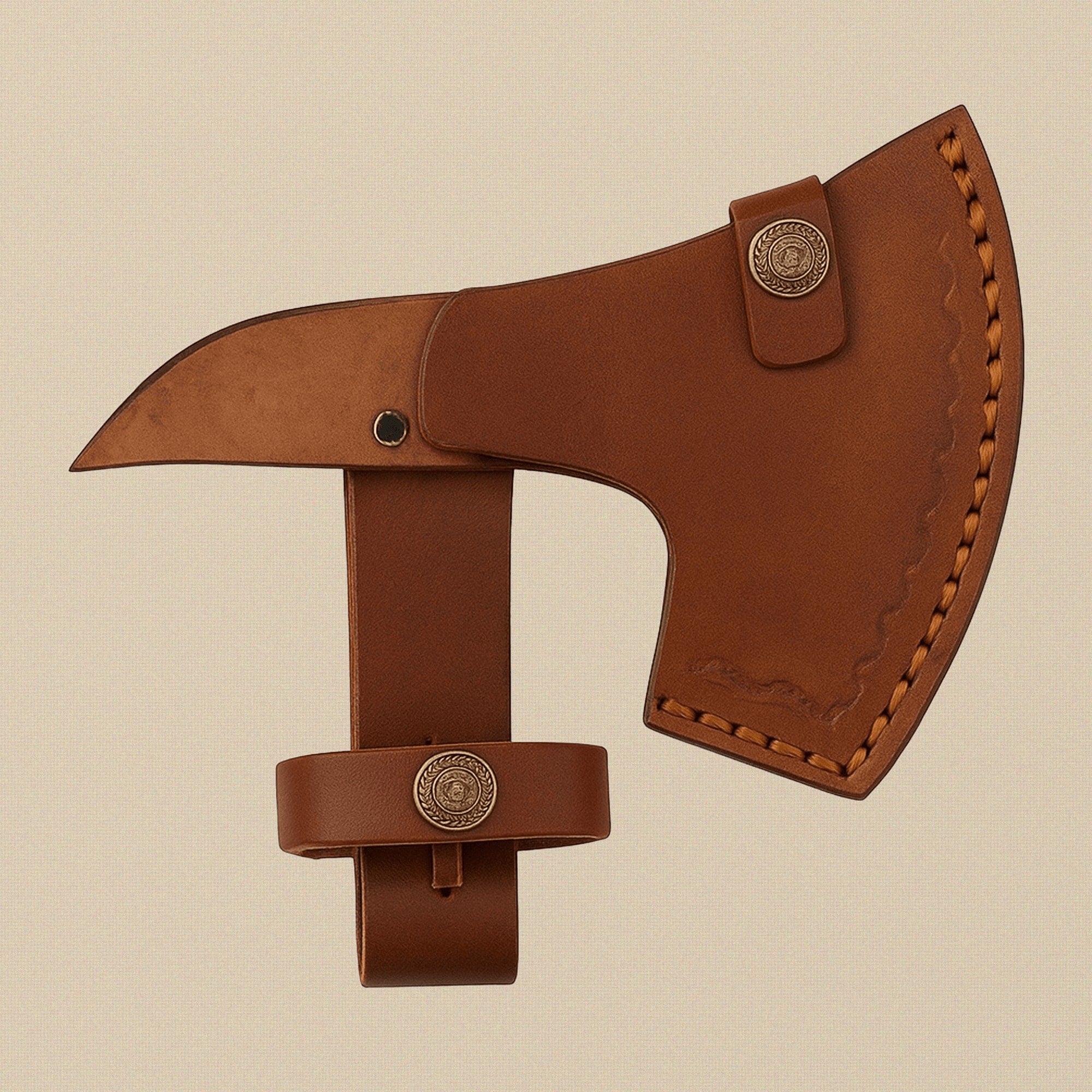 Double-Edged Damascus Steel Axe, 19-inch / 483mm, with Walnut Wood Handle and Leather Sheath | Axe | Toolsmith Ltd UK