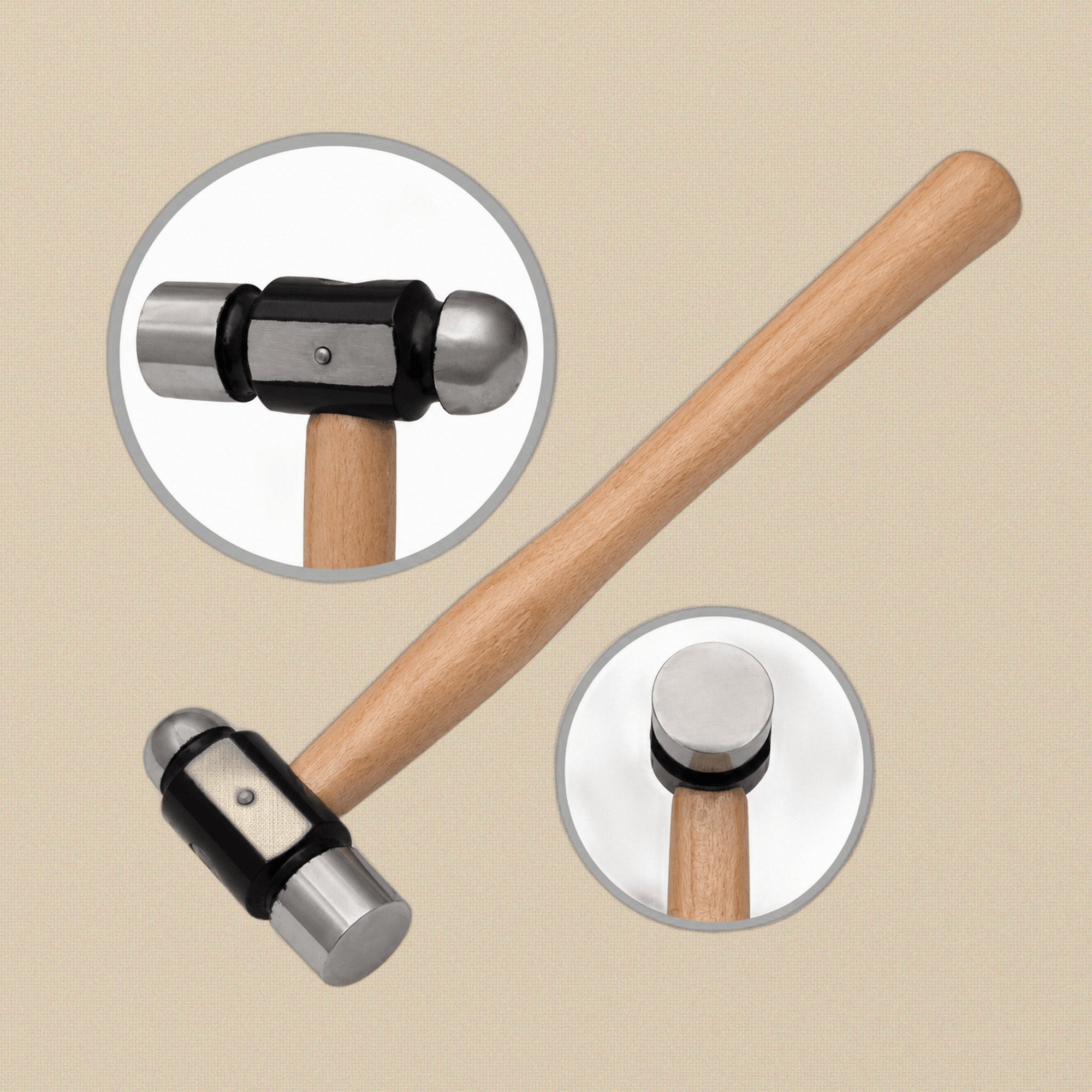 Ball Peen Hammer, 8 oz/ 227g, Metal Working Tool for Jewellery Making and Crafts, Wooden Handle | Jewellery Making Tools | Toolsmith Ltd UK