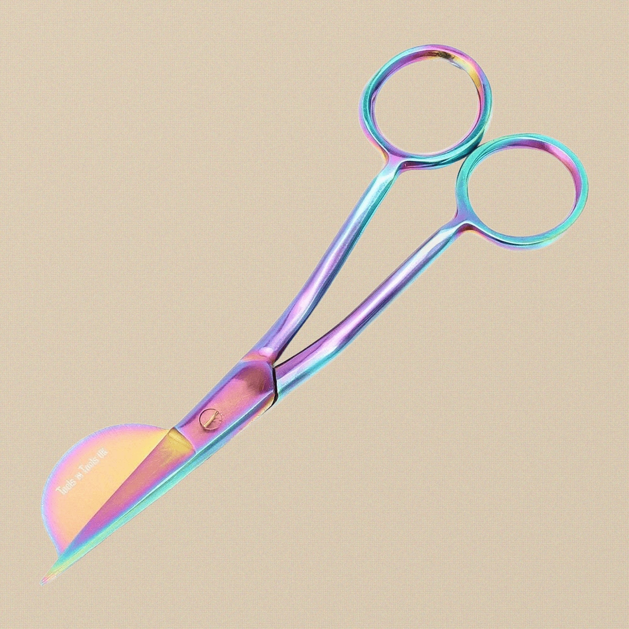 Rainbow Iridescent Half Duckbill Applique Scissors, 6 Inch, Stainless Steel, Double Bent Curved Offset Handle, for Embroidery, Fabric, Thread, Quilting, Sewing, Arts & Craft | Hobby & Craft Tools | Toolsmith Ltd UK