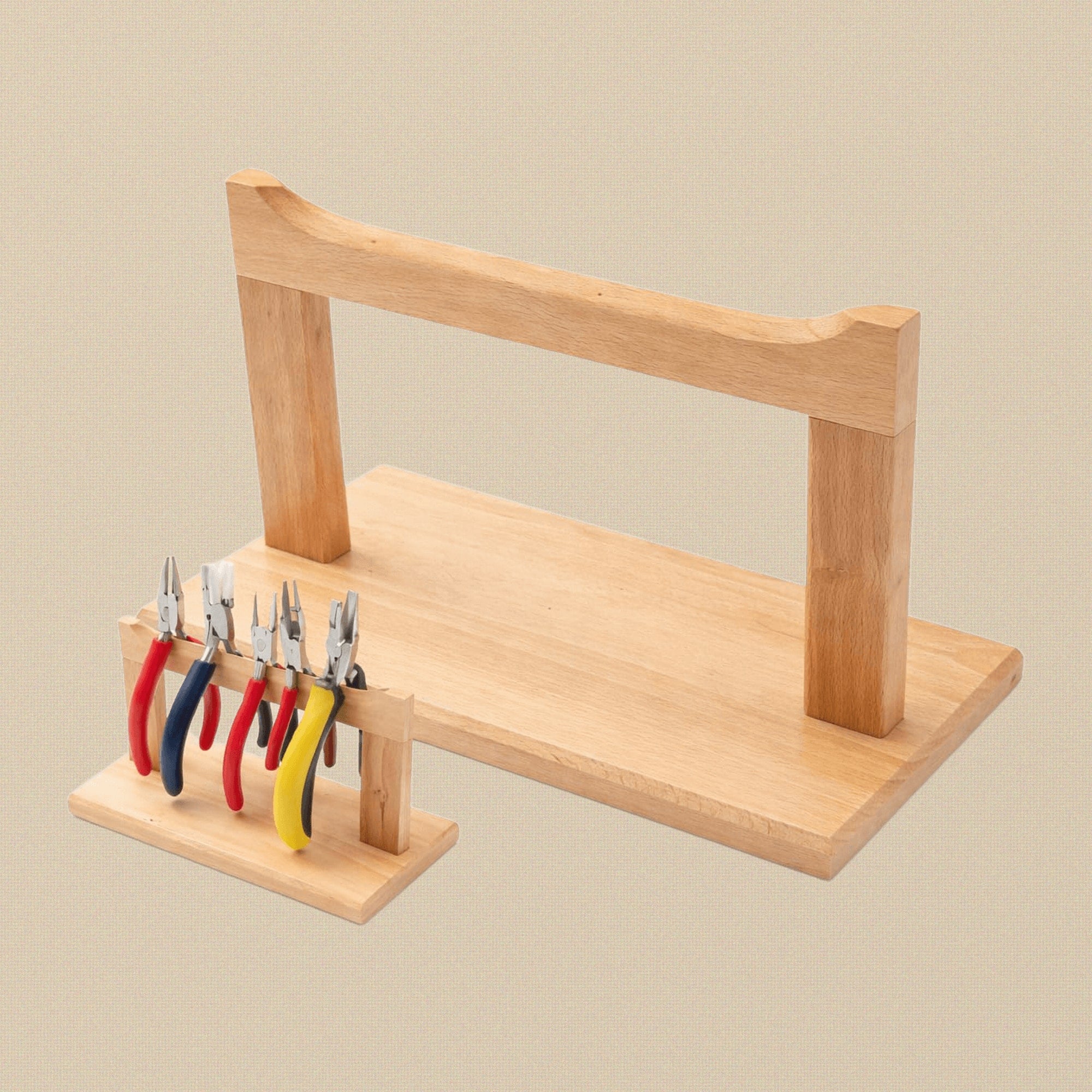 Wooden Pliers Rack Stand, Hardwood Bench Organiser for Jewelry Work, Polished Surface Tool Holder | Jewellery Making Tools | Toolsmith Ltd UK
